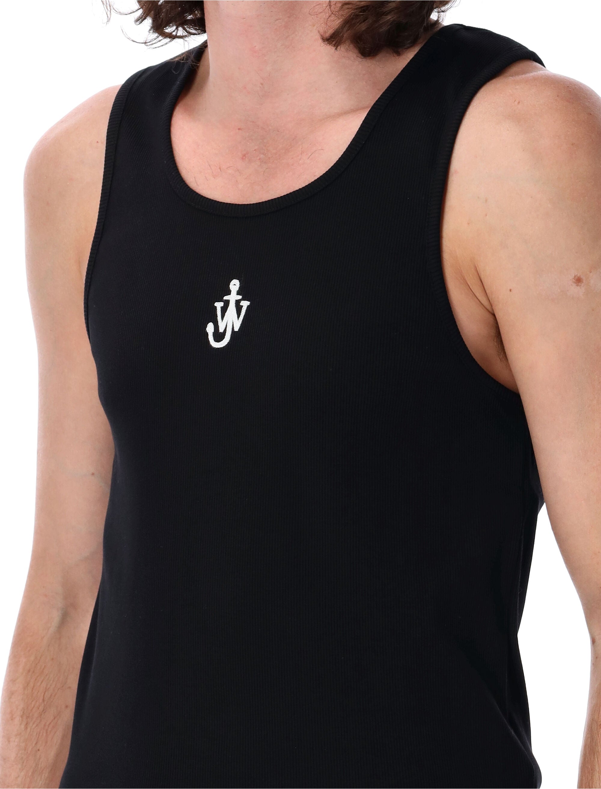 JW ANDERSON Cotton Anchor Embroidered Tank Top