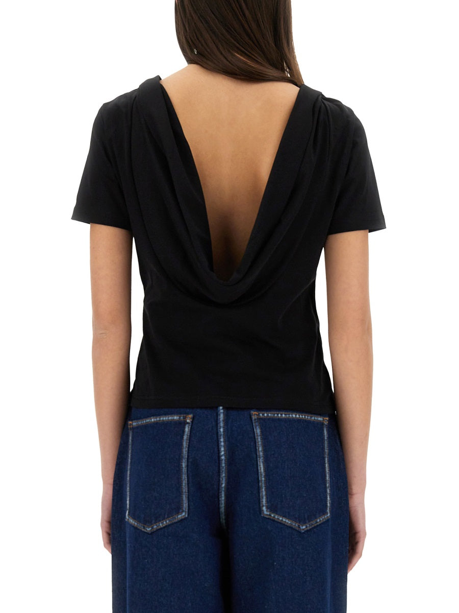 NINA RICCI Slim Fit T-Shirt with Back Neckline - Size S