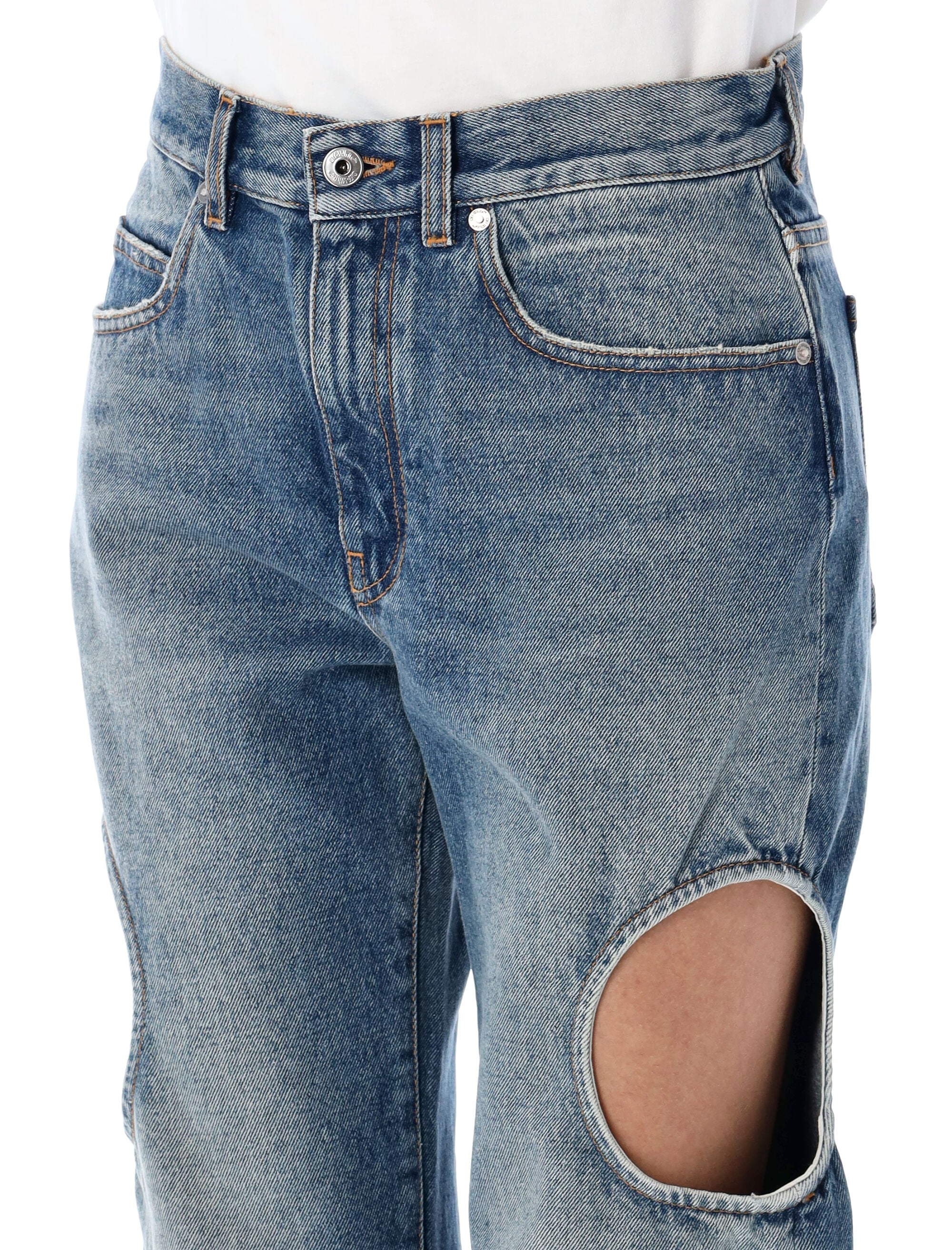 OFF-WHITE Meteor Cut-Out Straight-Leg Jeans for Women - Size 26