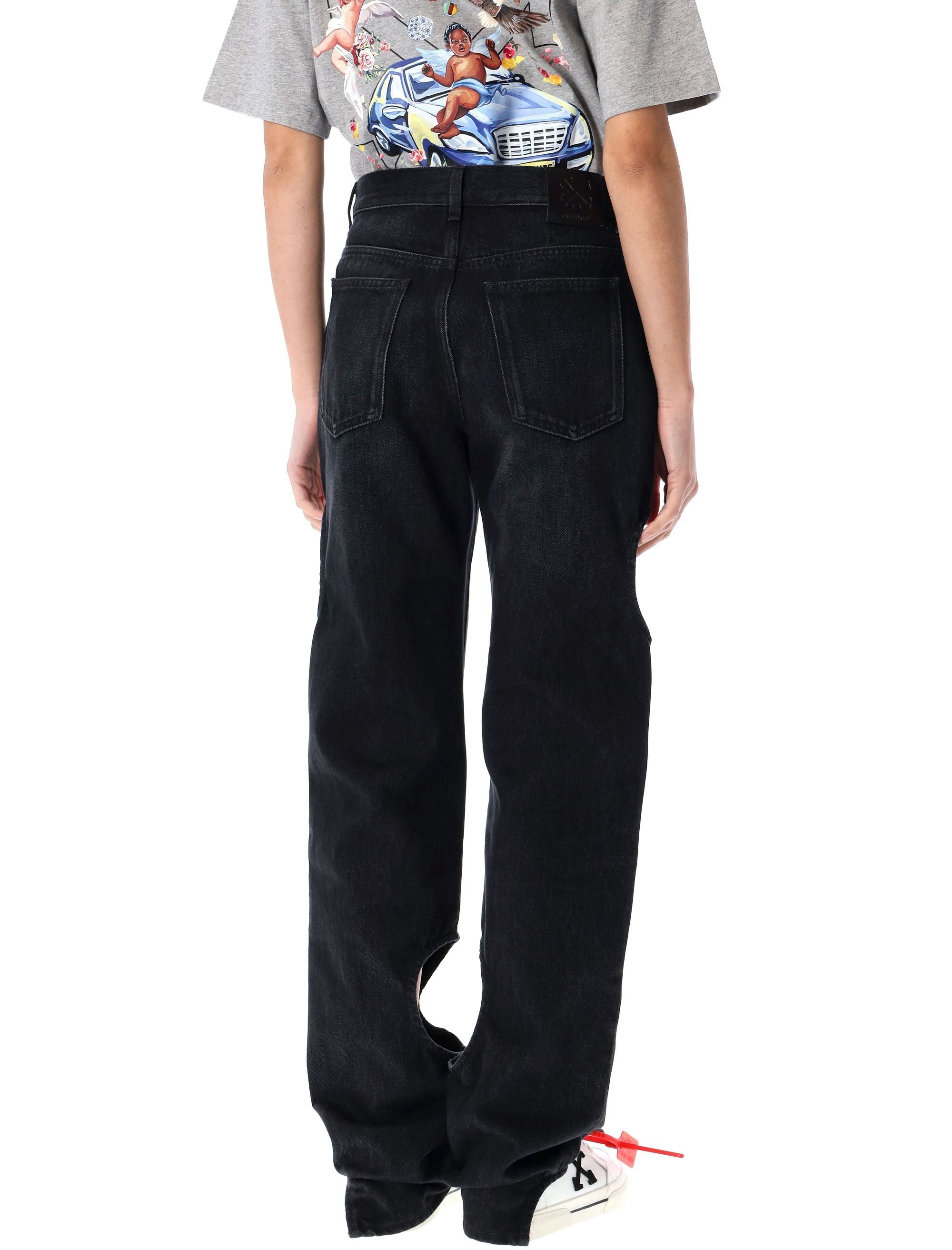 OFF-WHITE Meteor Cut-Out Straight-Leg Jeans - Size 26