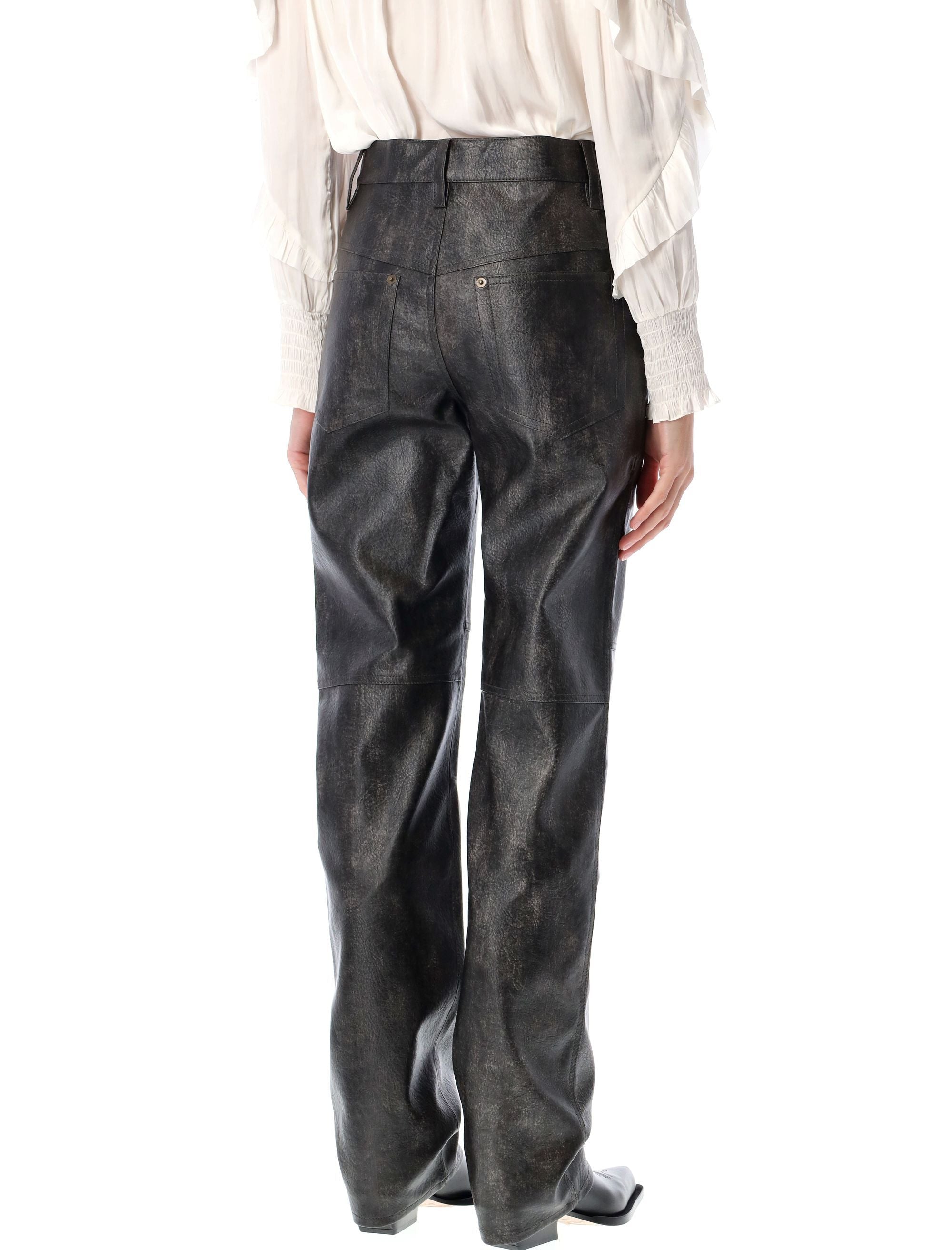 ISABEL MARANT ETOILE High Waist Vintage Style Faux Leather Pants - Size 36