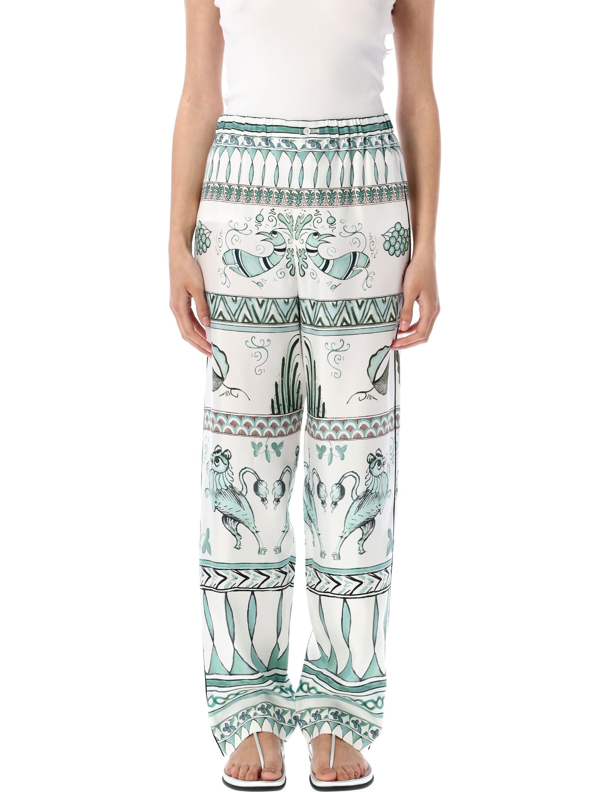 FABIANA FILIPPI Silk Twill Printed Trousers - Size S