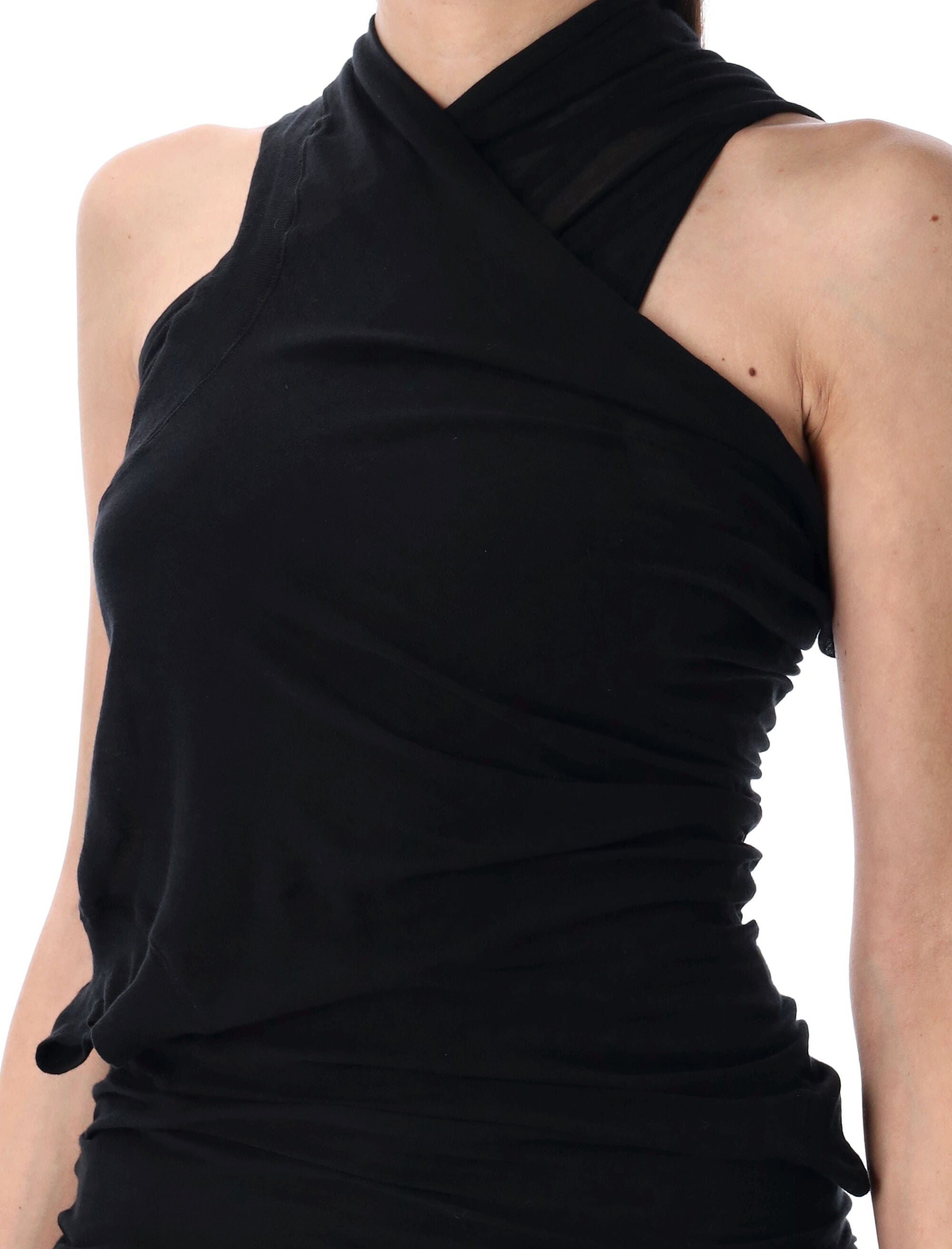 RICK OWENS Womens Sleeveless Draped Mini T-Shirt