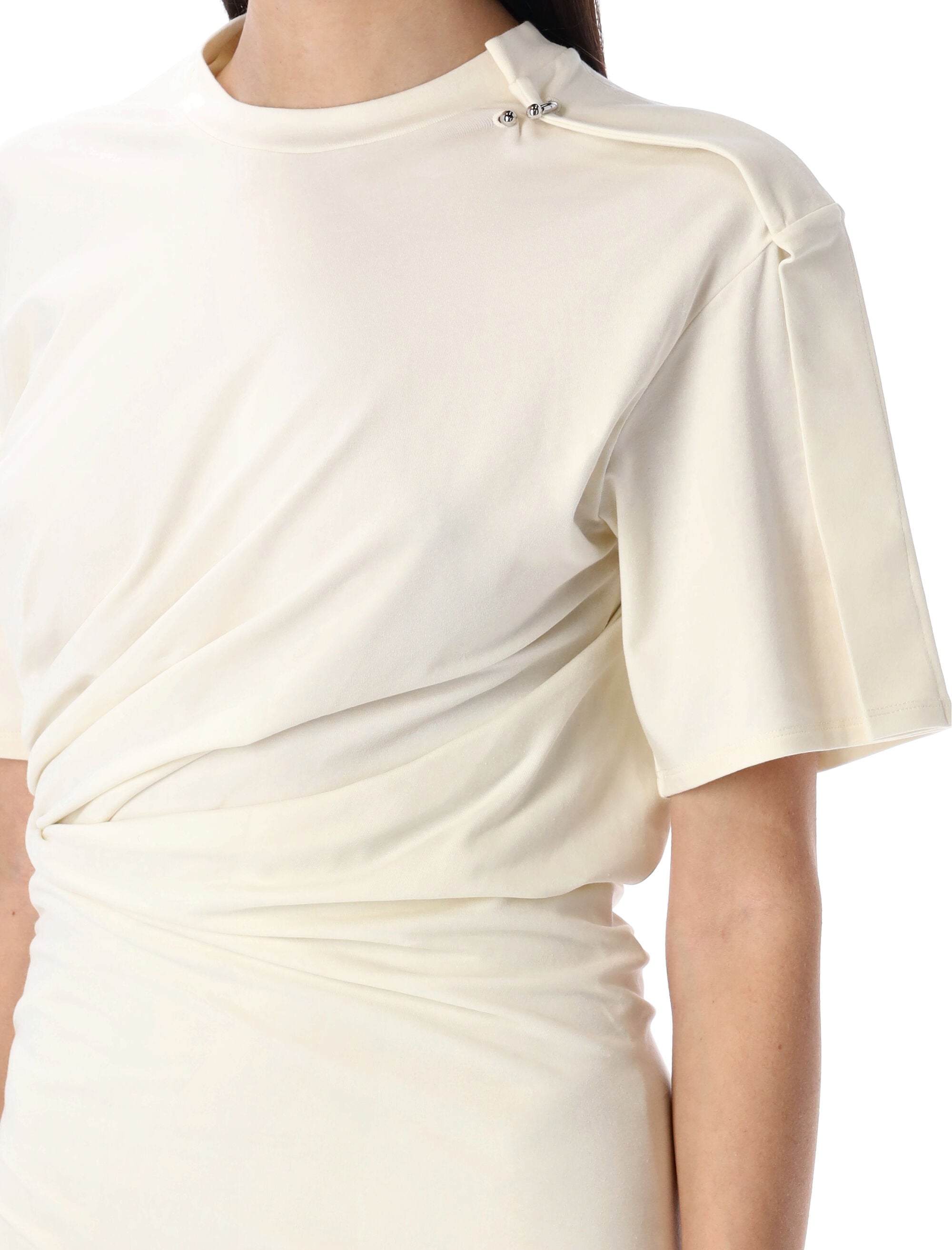 MUGLER Asymmetrical Draped Mini Dress with Piercing Detail