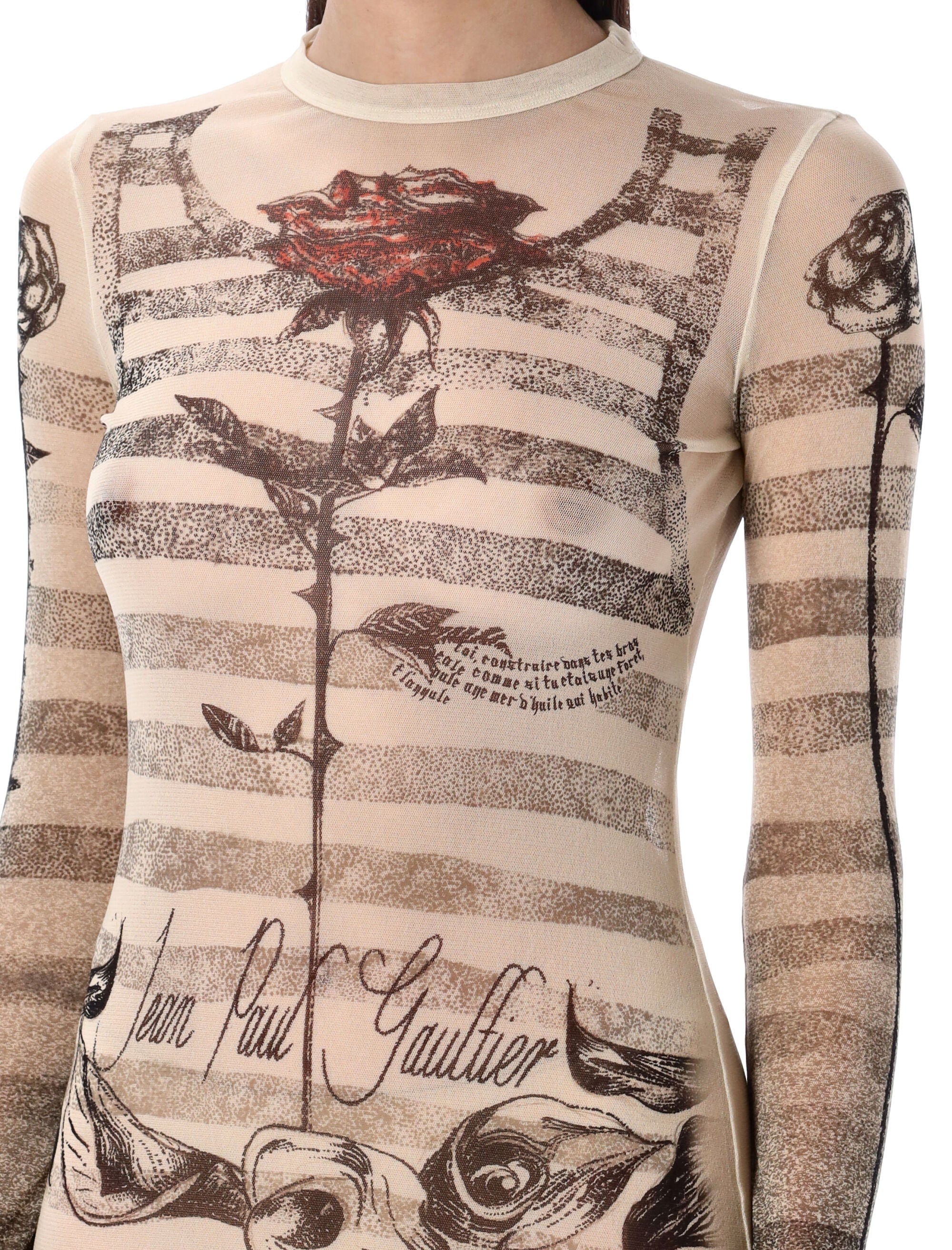 JEAN PAUL GAULTIER Mesh Tattoo Mariner Long Dress - Size S