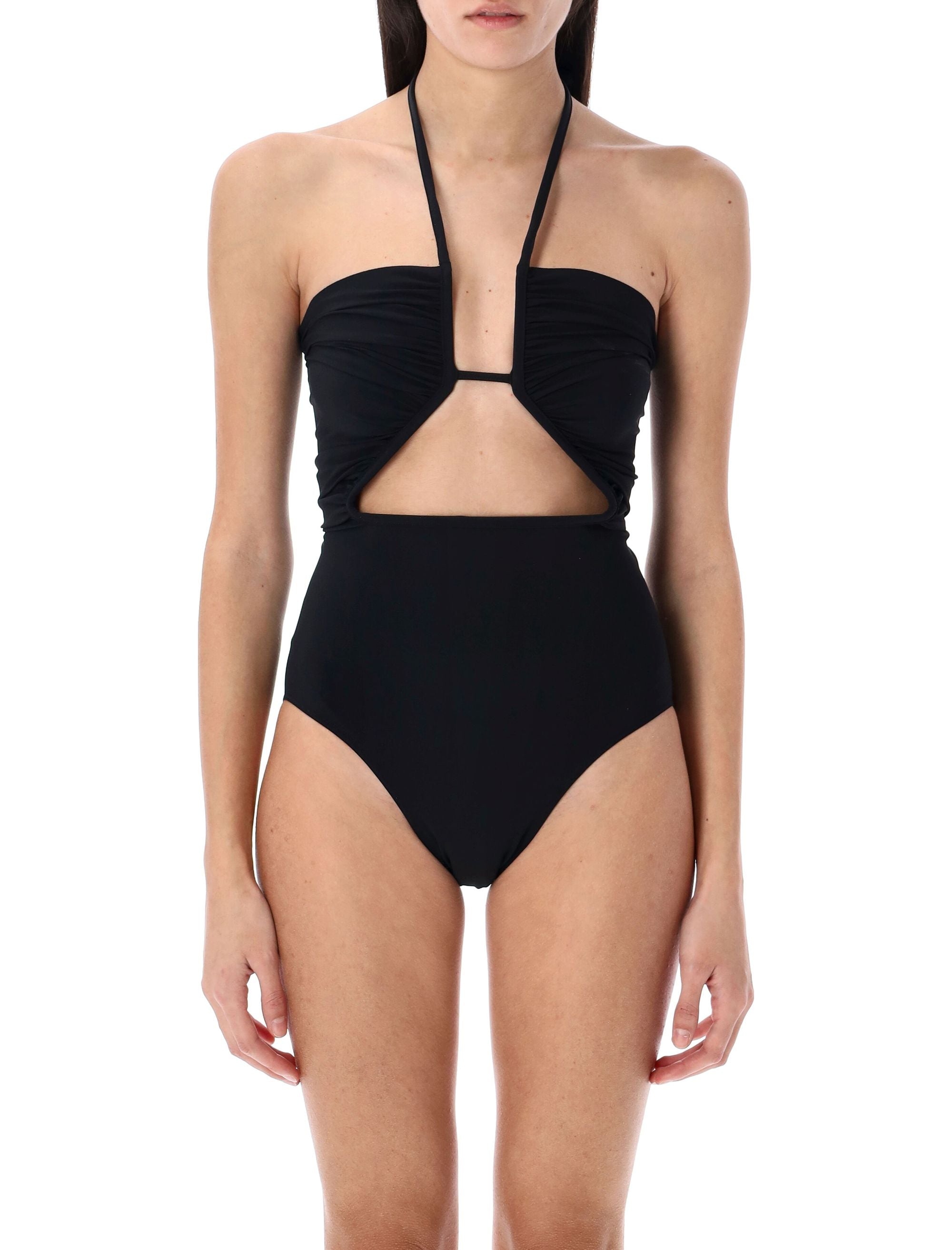 RICK OWENS Prong Bather Halter Neck One-Piece (Size 40)