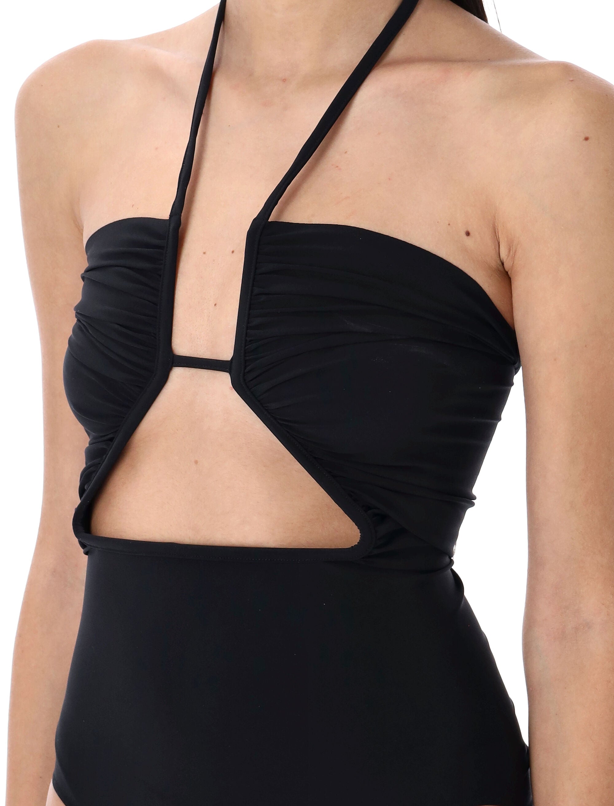 RICK OWENS Prong Bather Halter Neck One-Piece (Size 40)