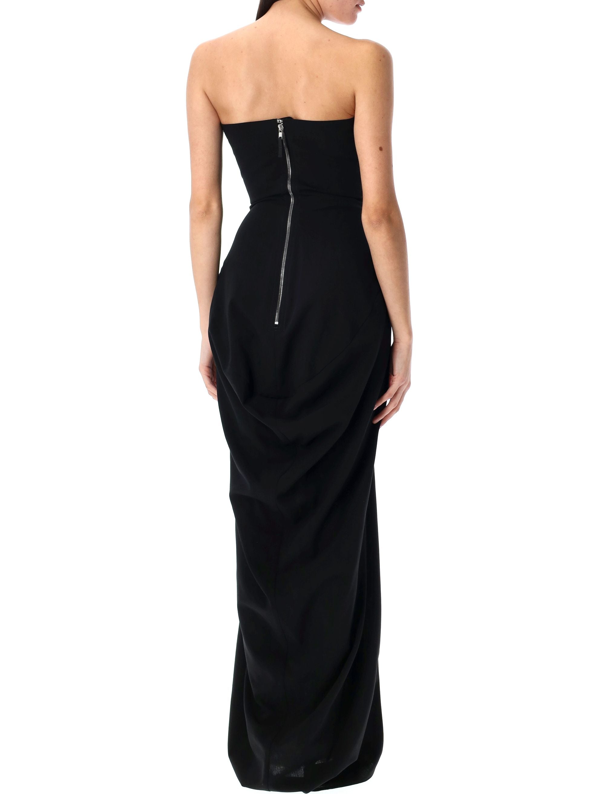 RICK OWENS Structured Strapless Prong Gown with High Split - Size 40