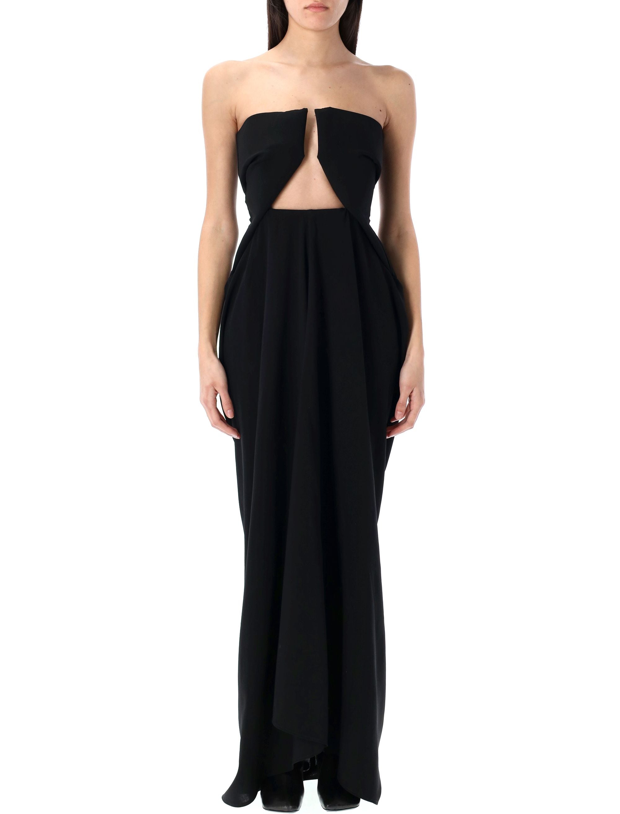 RICK OWENS Structured Strapless Prong Gown with High Split - Size 40