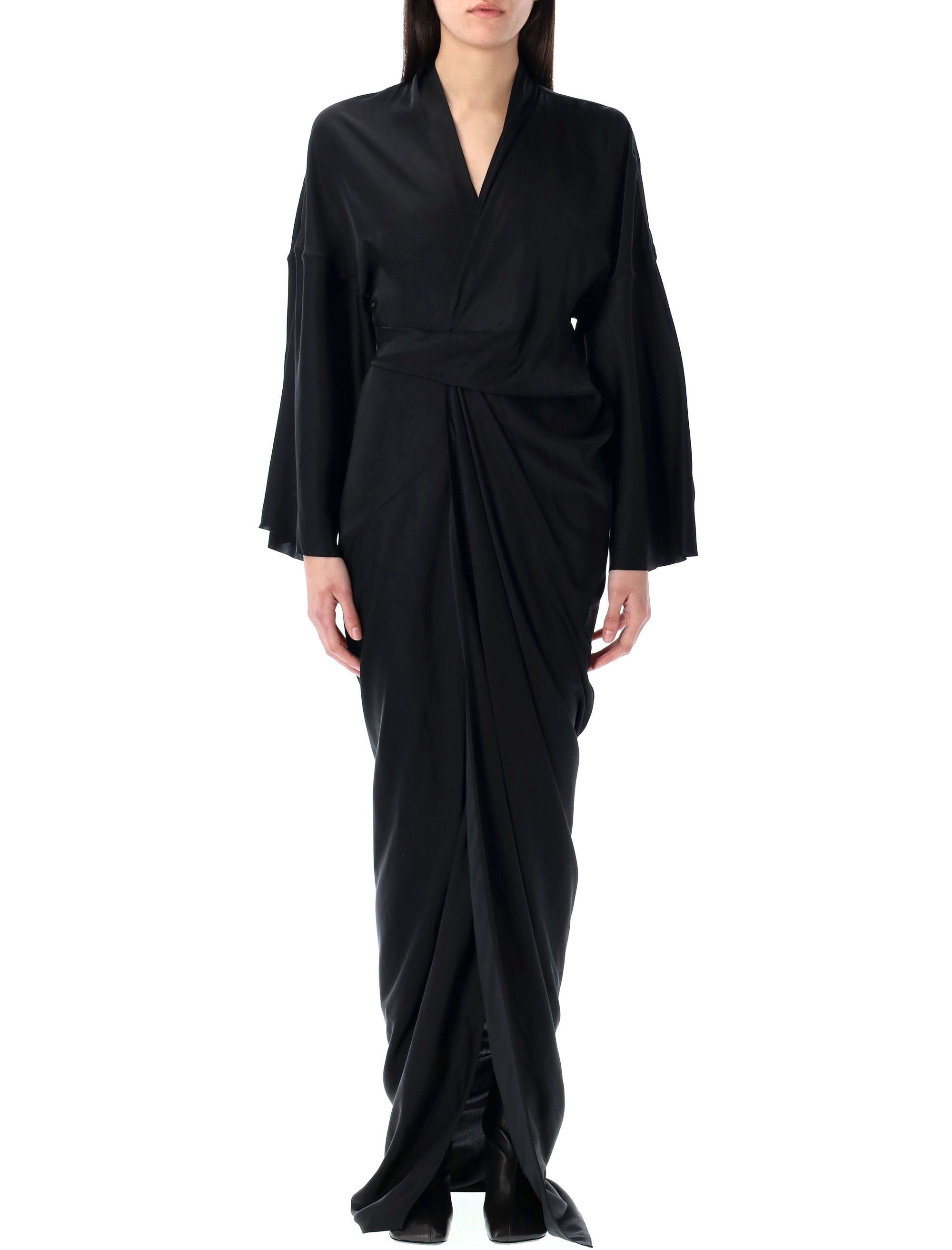 RICK OWENS Women's Wrap Gown with Front Split and Self Tie at Waist - Size 40