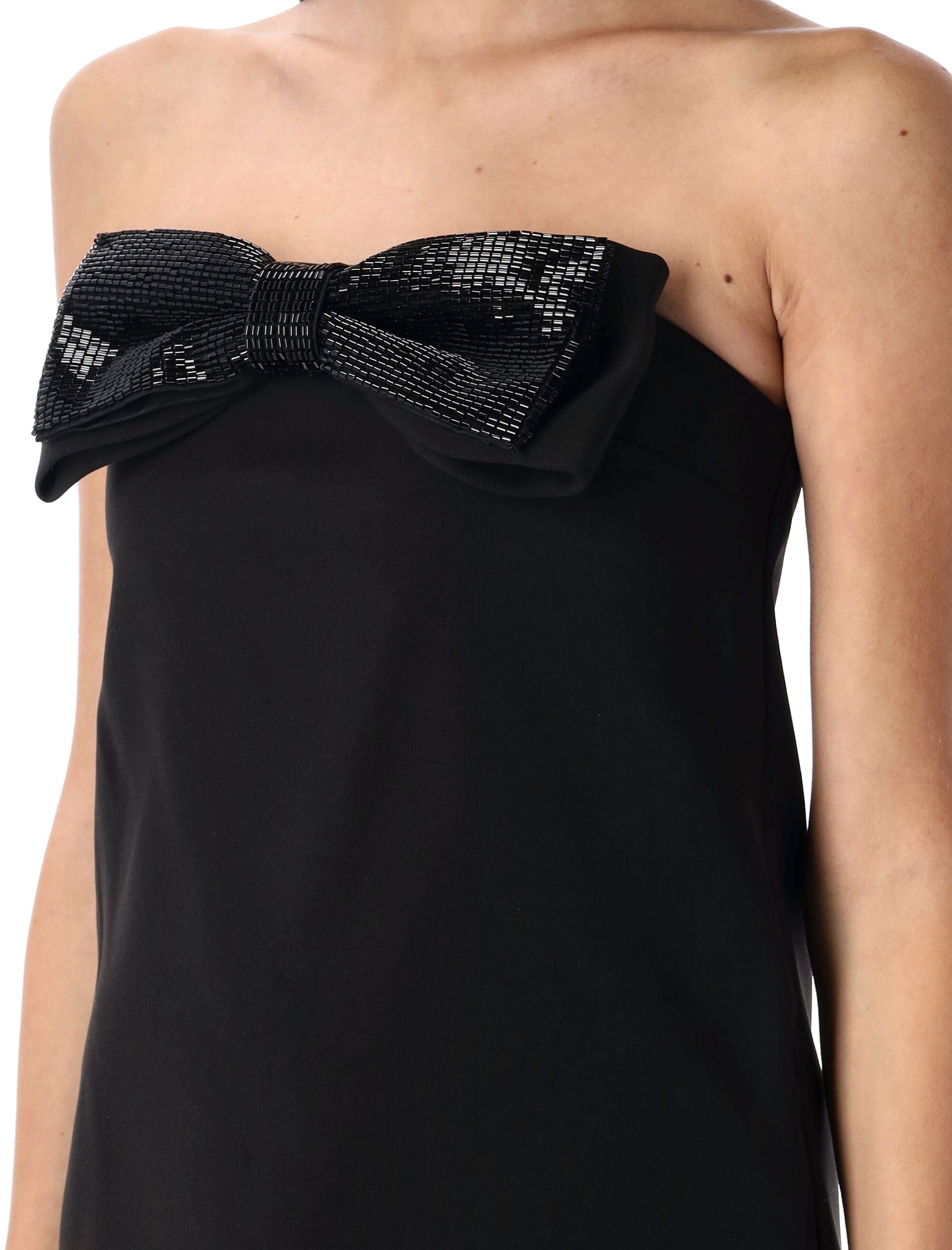 SELF-PORTRAIT Bandeau Mini Dress with Bow Detail - Size 6