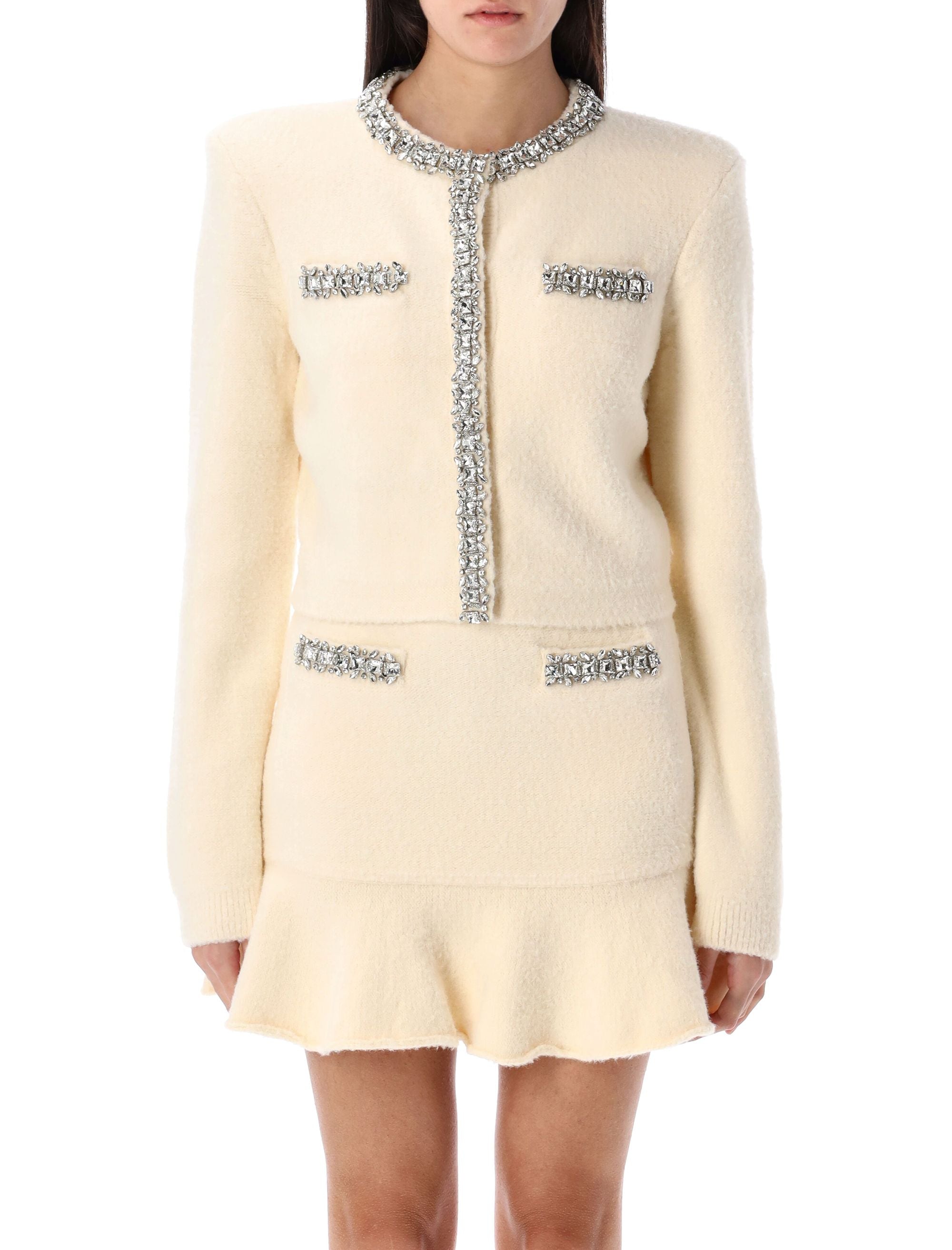 SELF-PORTRAIT Soft Knit Cardigan with Removable Shoulder Pads - Size M