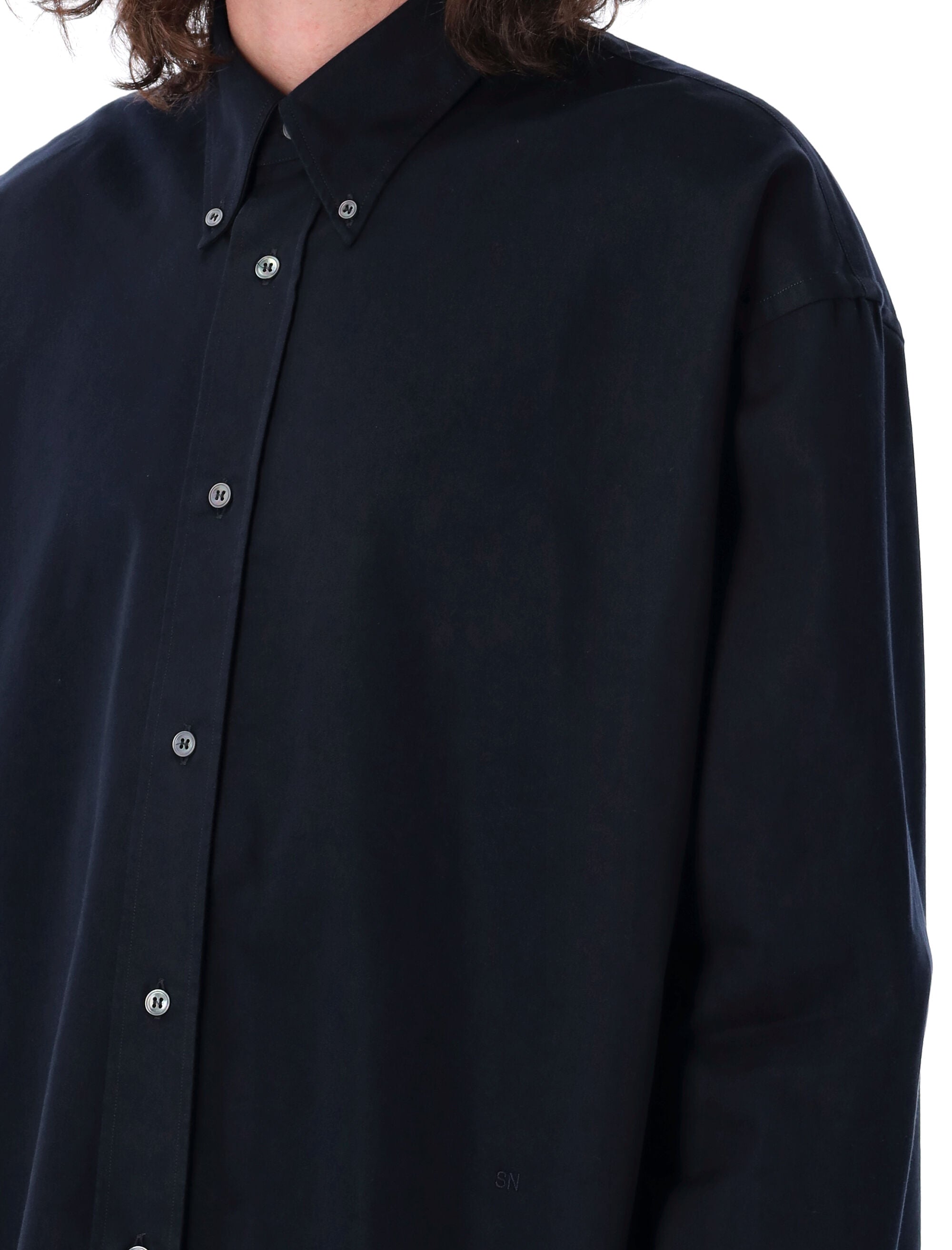 STUDIO NICHOLSON Technical Twill Shirt with Button-Down Collar - Size L