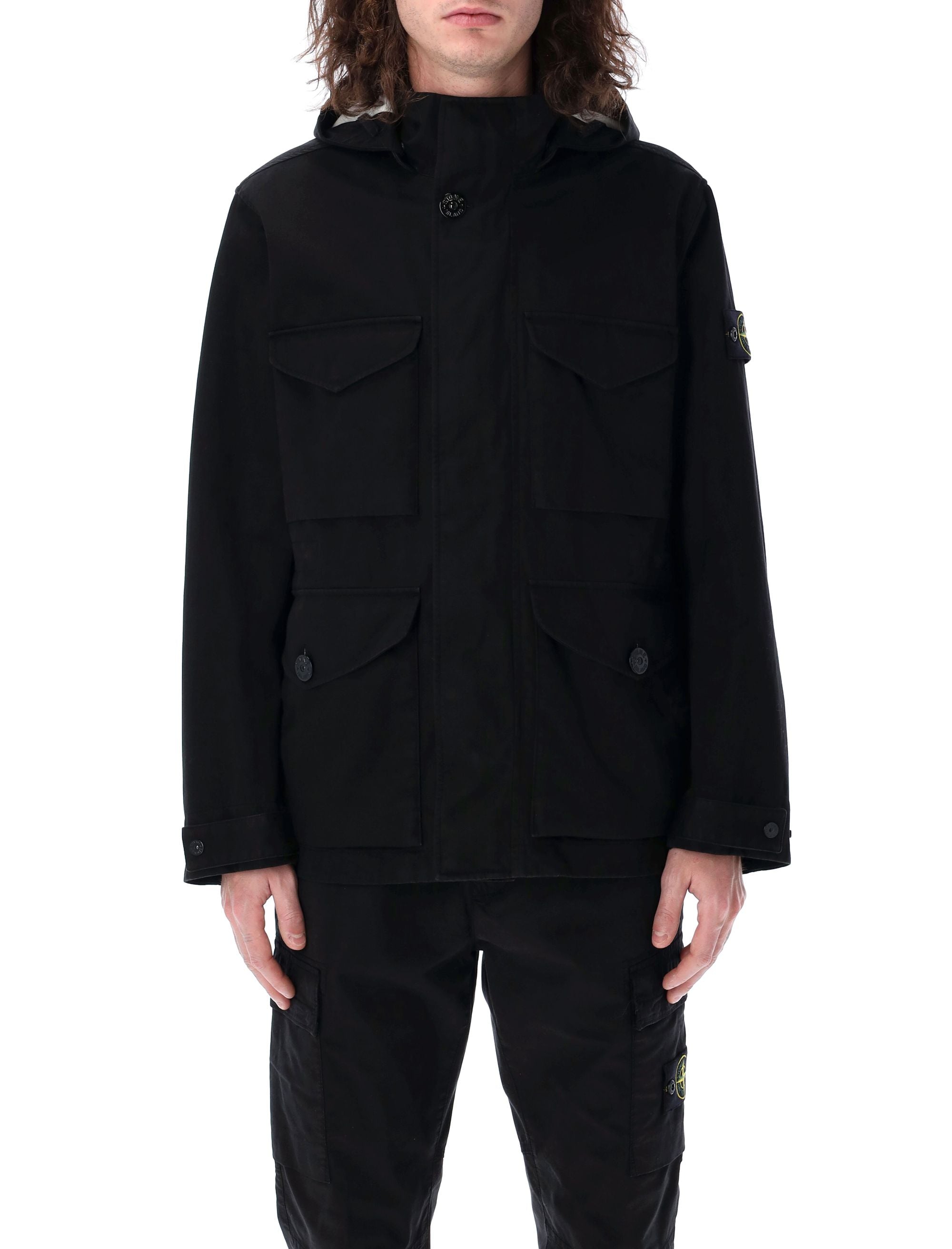 STONE ISLAND Hooded Jacket with Removable Hood - Size L