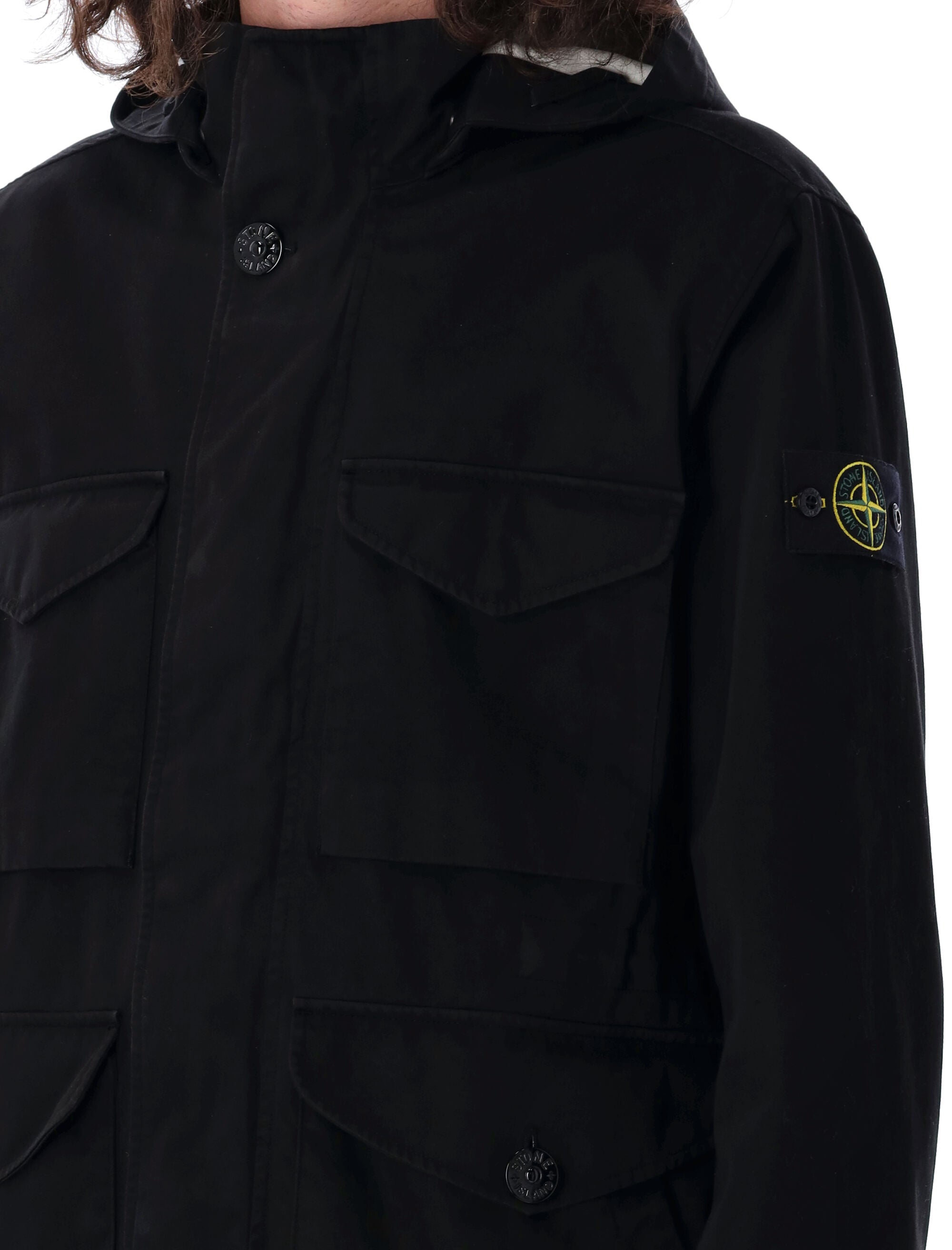 STONE ISLAND Hooded Jacket with Removable Hood - Size L
