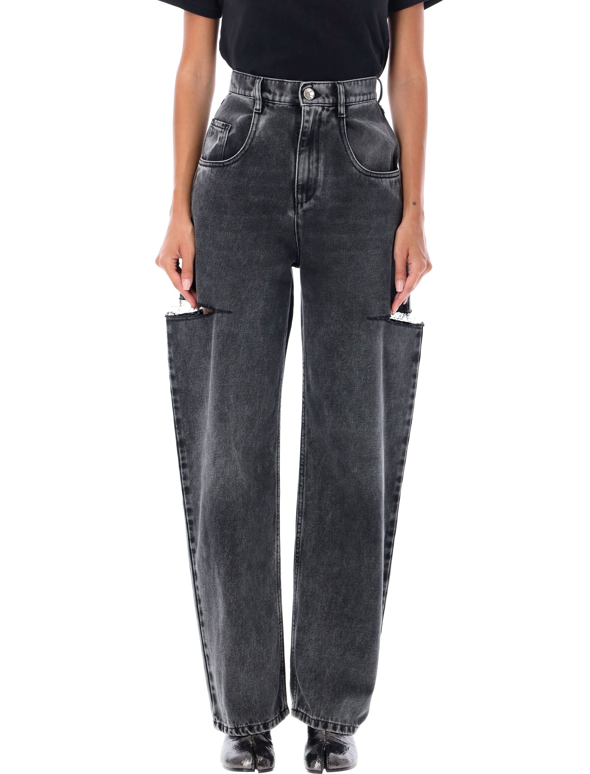 MAISON MARGIELA High-Rise Cut-Out Wide-Leg Denim Pants - Size 38