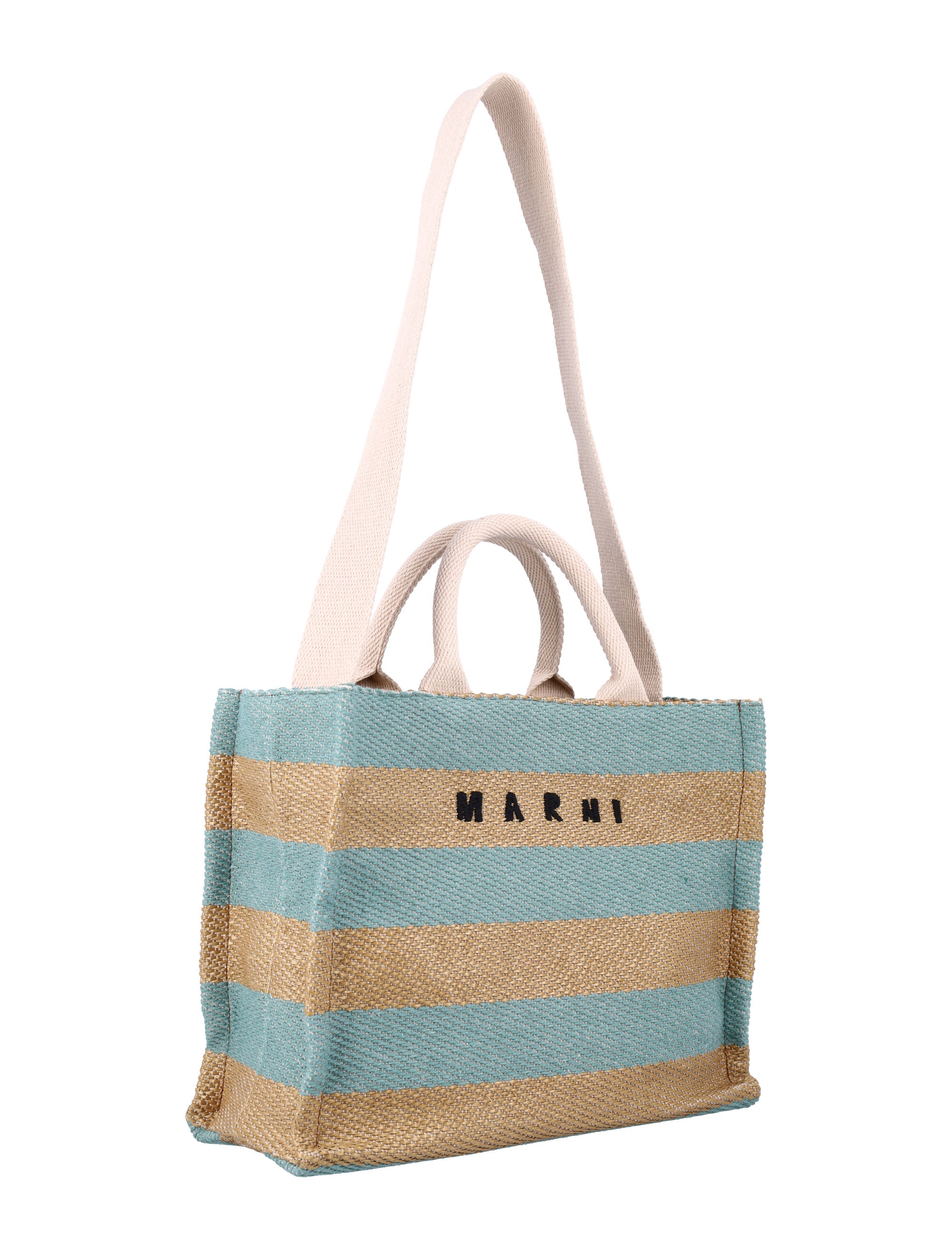 MARNI Mini Raffia-Effect Tote Handbag