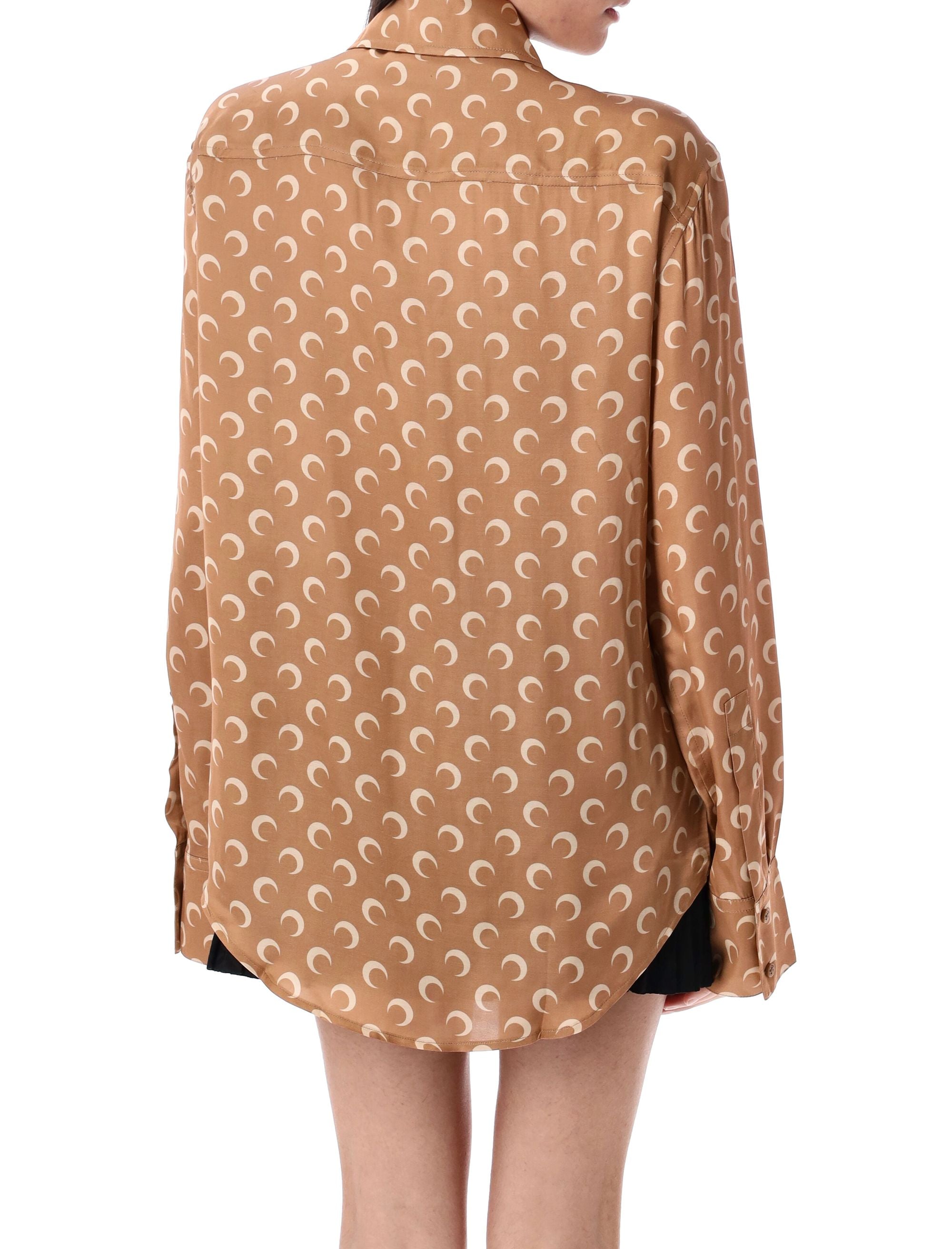 MARINE SERRE Moon Satin Shirt - Relaxed Fit, Long Sleeves, Size S