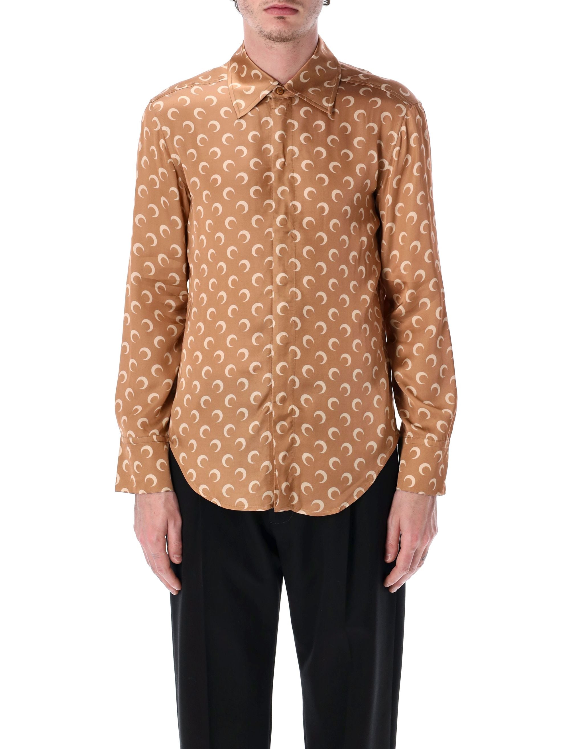MARINE SERRE Moon Satin Shirt - Relaxed Fit, Long Sleeves, Size S