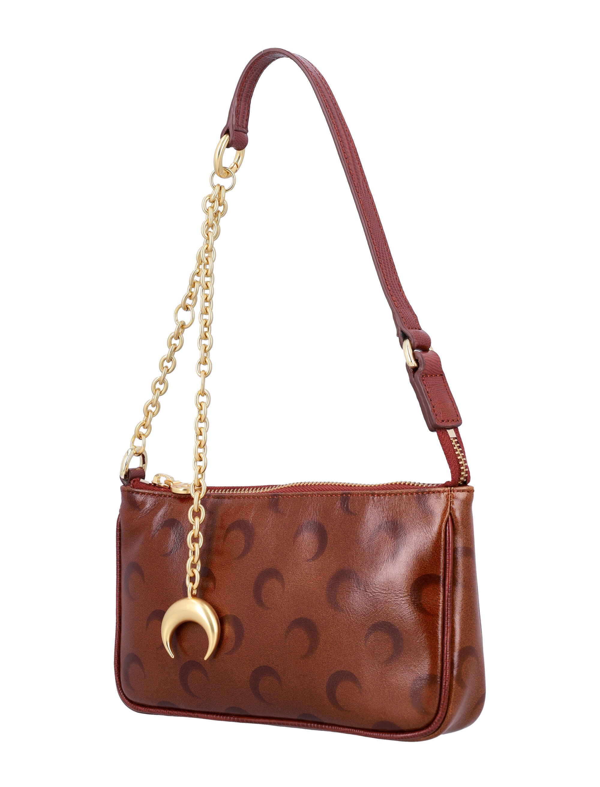 MARINE SERRE Mini Moon Print Leather Bag with Adjustable Strap