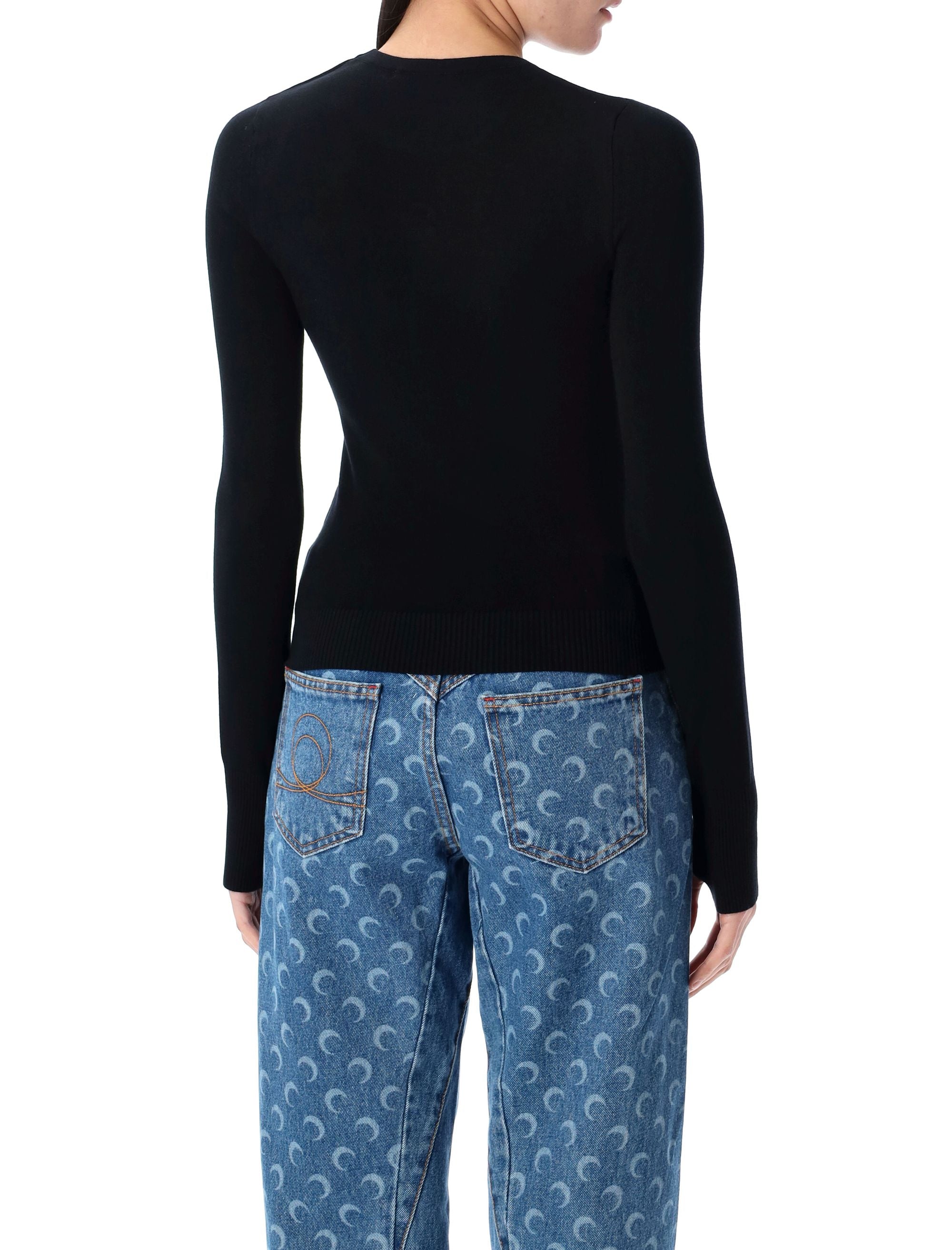 MARINE SERRE Moon Logo Knit Fitted Sweater - Size S