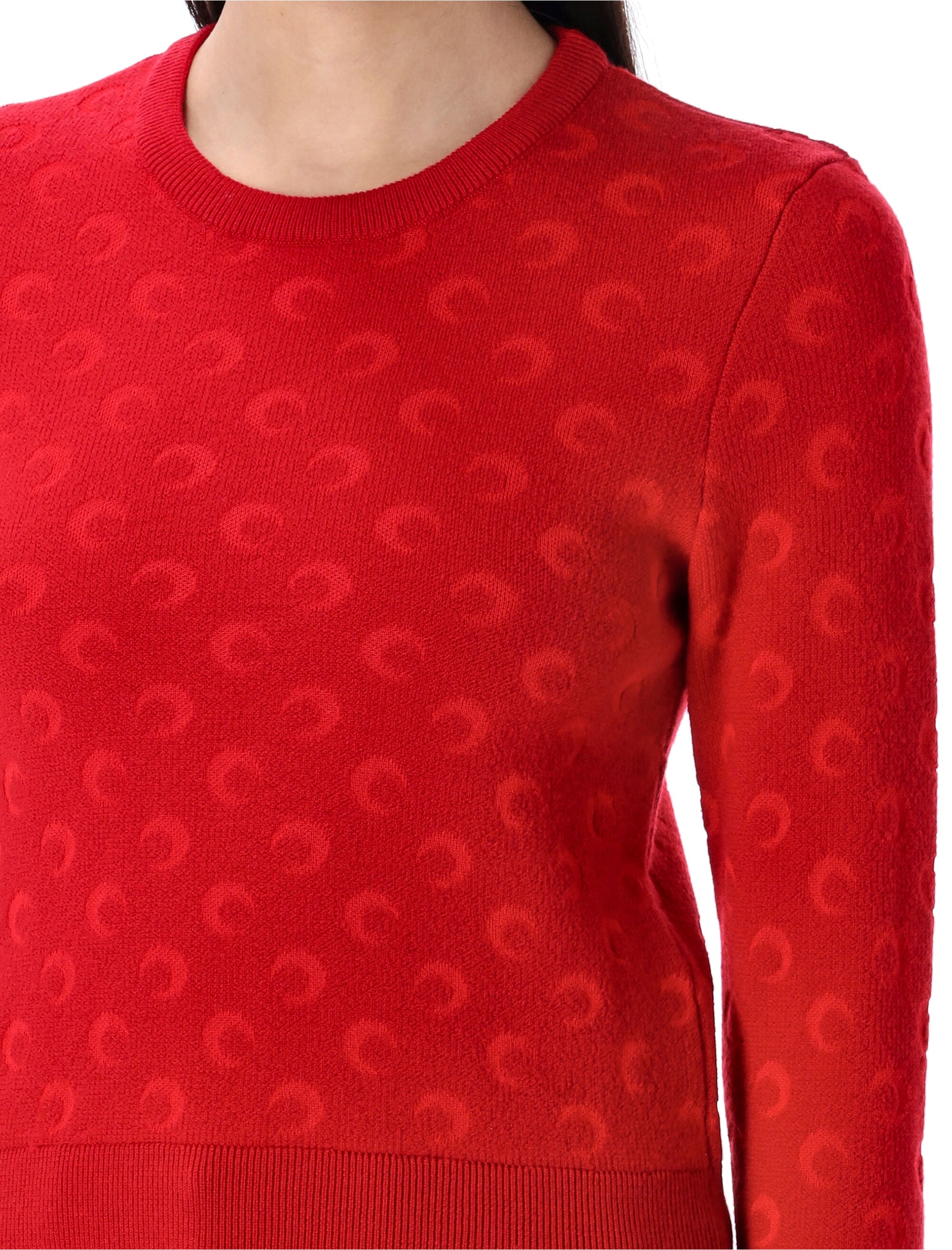 MARINE SERRE Fitted Jacquard Knit Sweater with Moon Motif - Size S