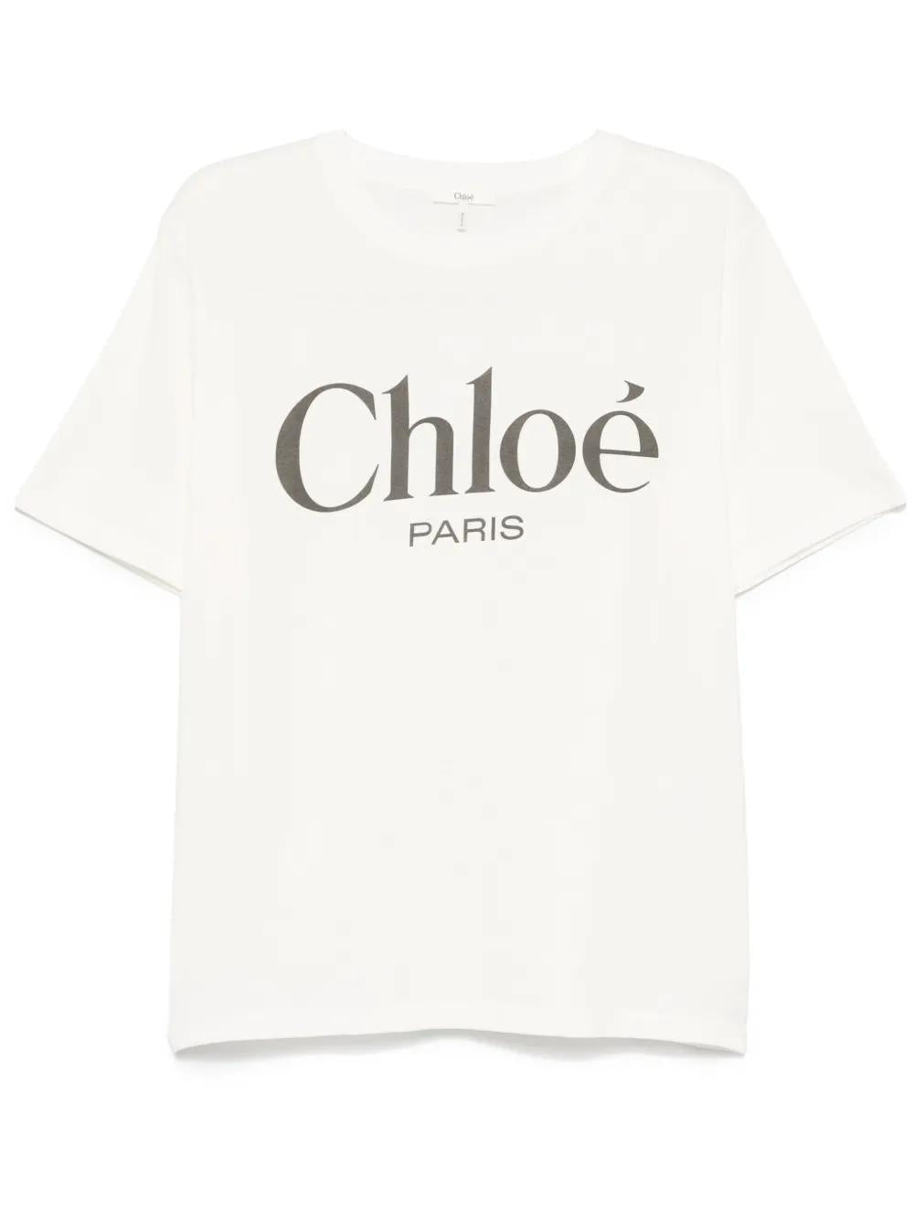 CHLOÉ Leather Logo T-Shirt - Size S