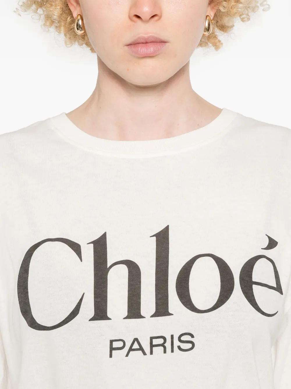 CHLOÉ Leather Logo T-Shirt - Size S