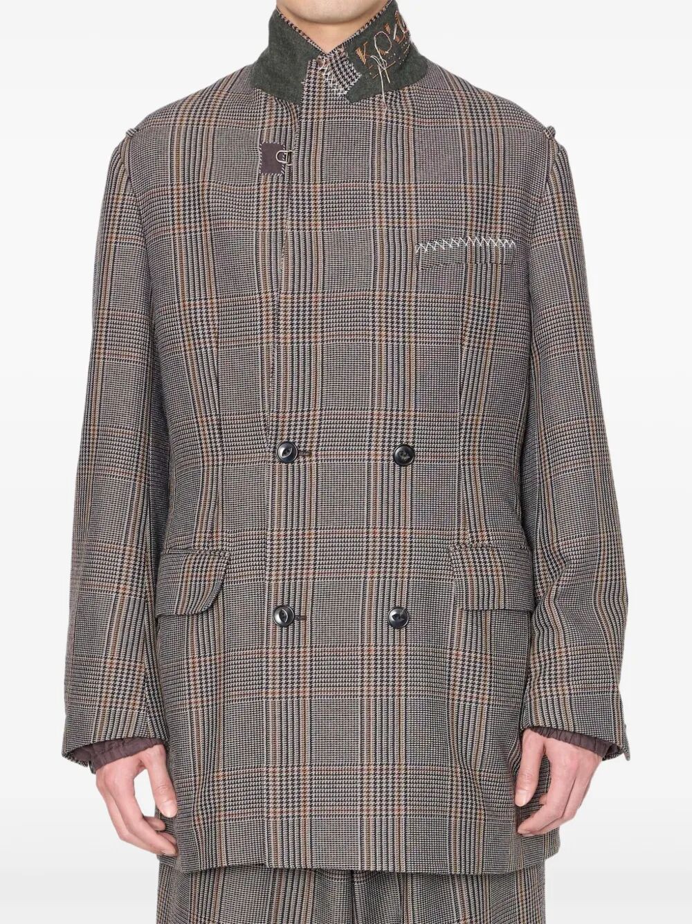 KOLOR Men's Split Double Breasted Wool Blend Jacket