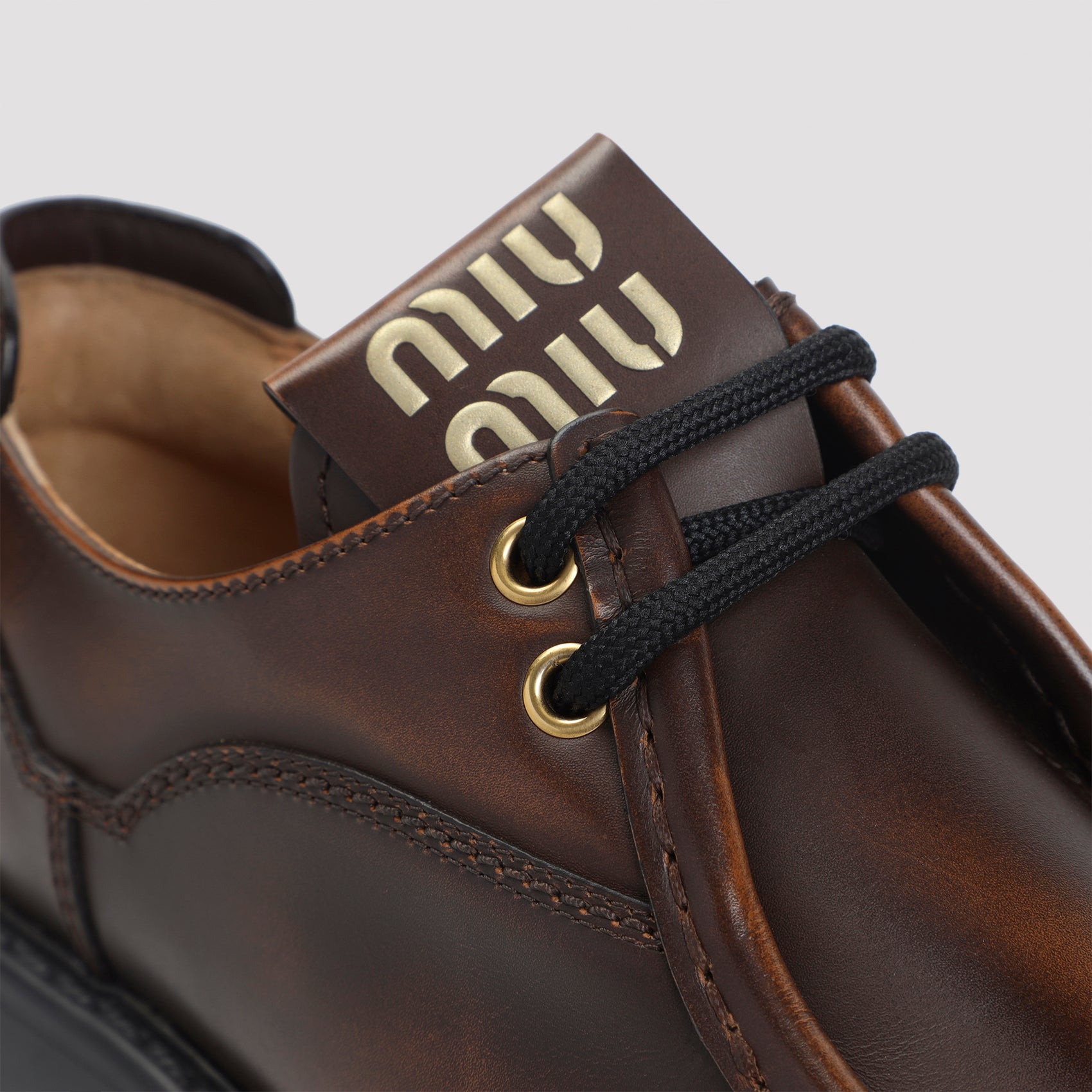 MIU MIU Premium Laced Leather Shoes for Men