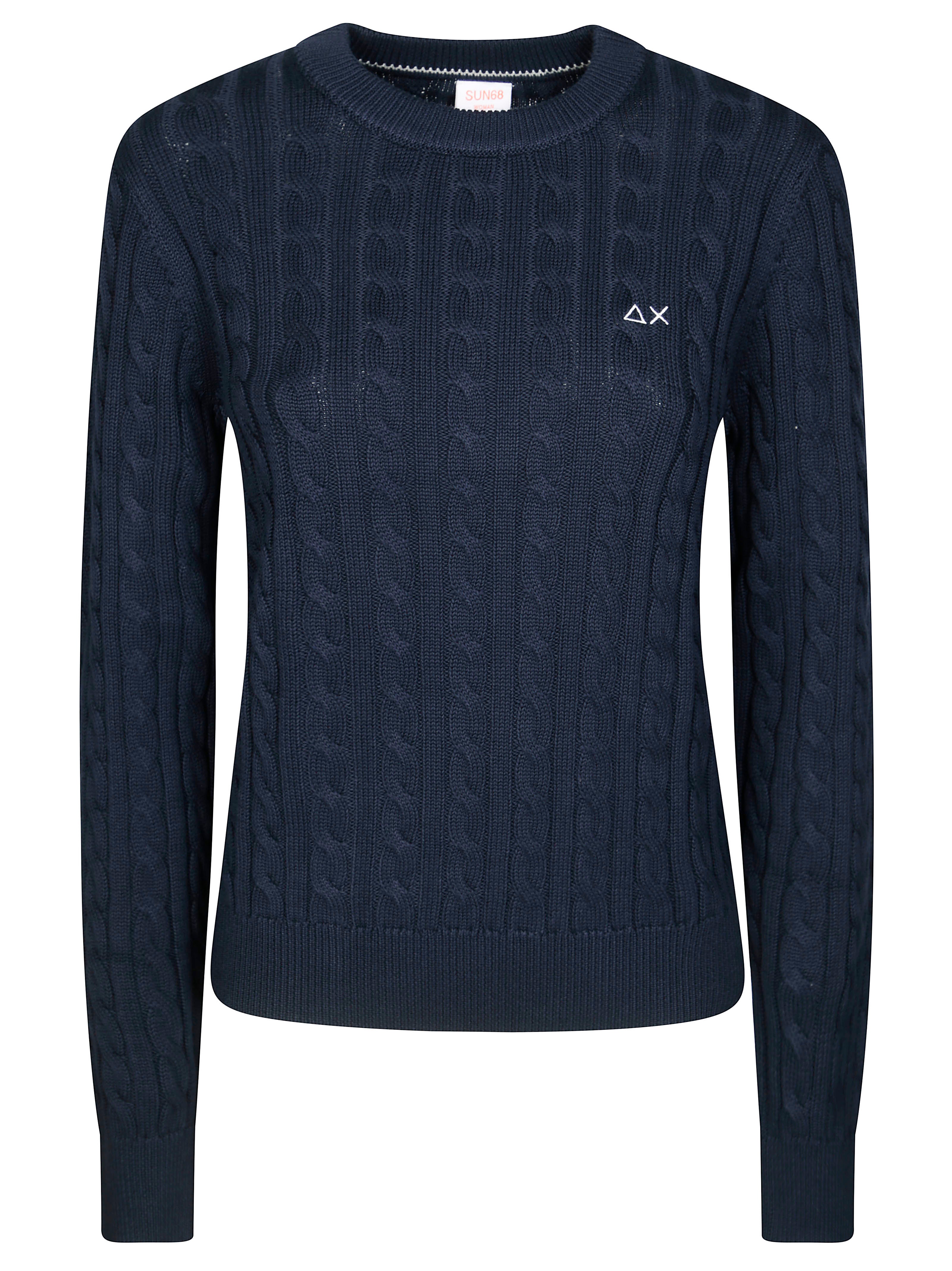 SUN 68 Men's Cable Knit Crewneck Sweater