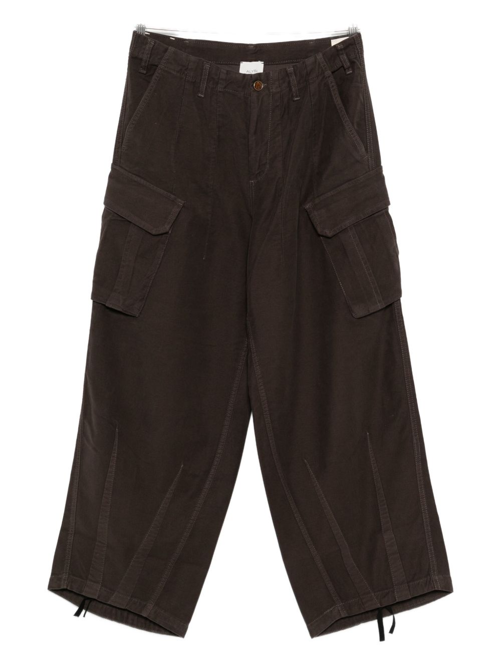 ALYSI Womens Cargo Trousers with Button Fly and Belt Loops