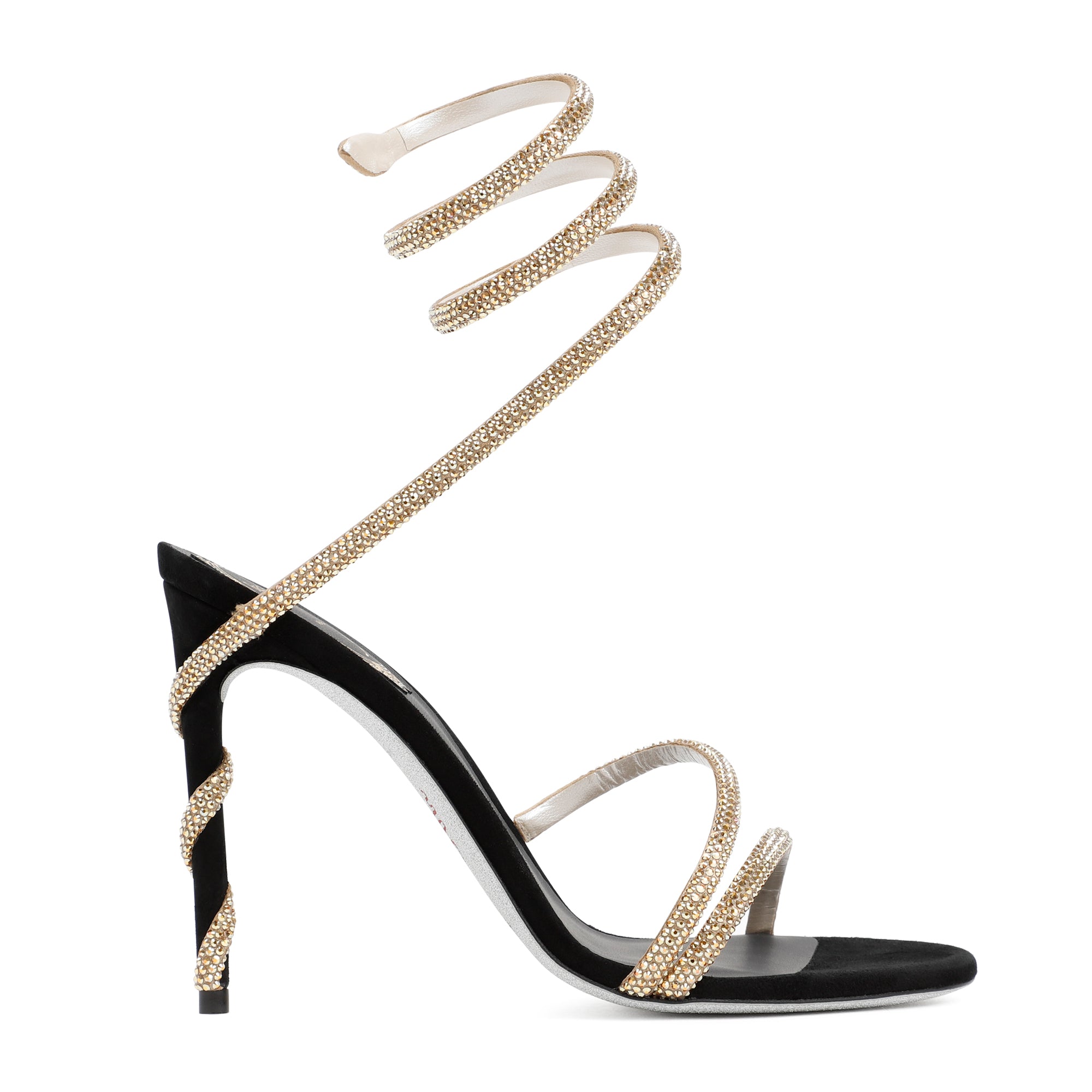 RENE` CAOVILLA Golden Margot Spiral Sandals - 10.5cm Heel Height