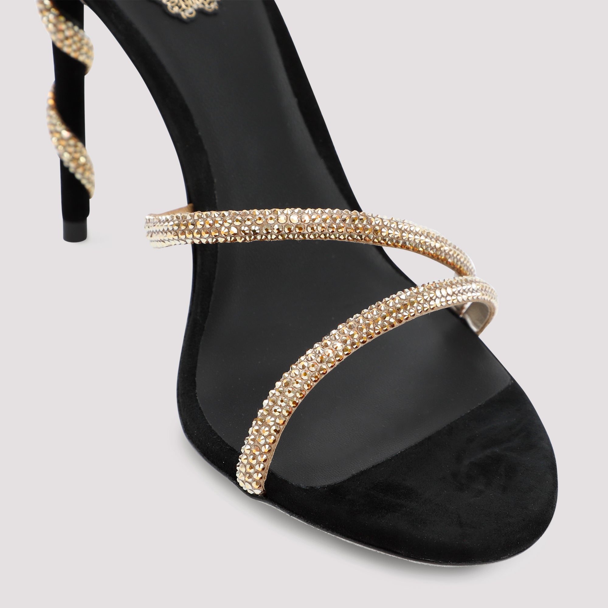 RENE` CAOVILLA Golden Margot Spiral Sandals - 10.5cm Heel Height