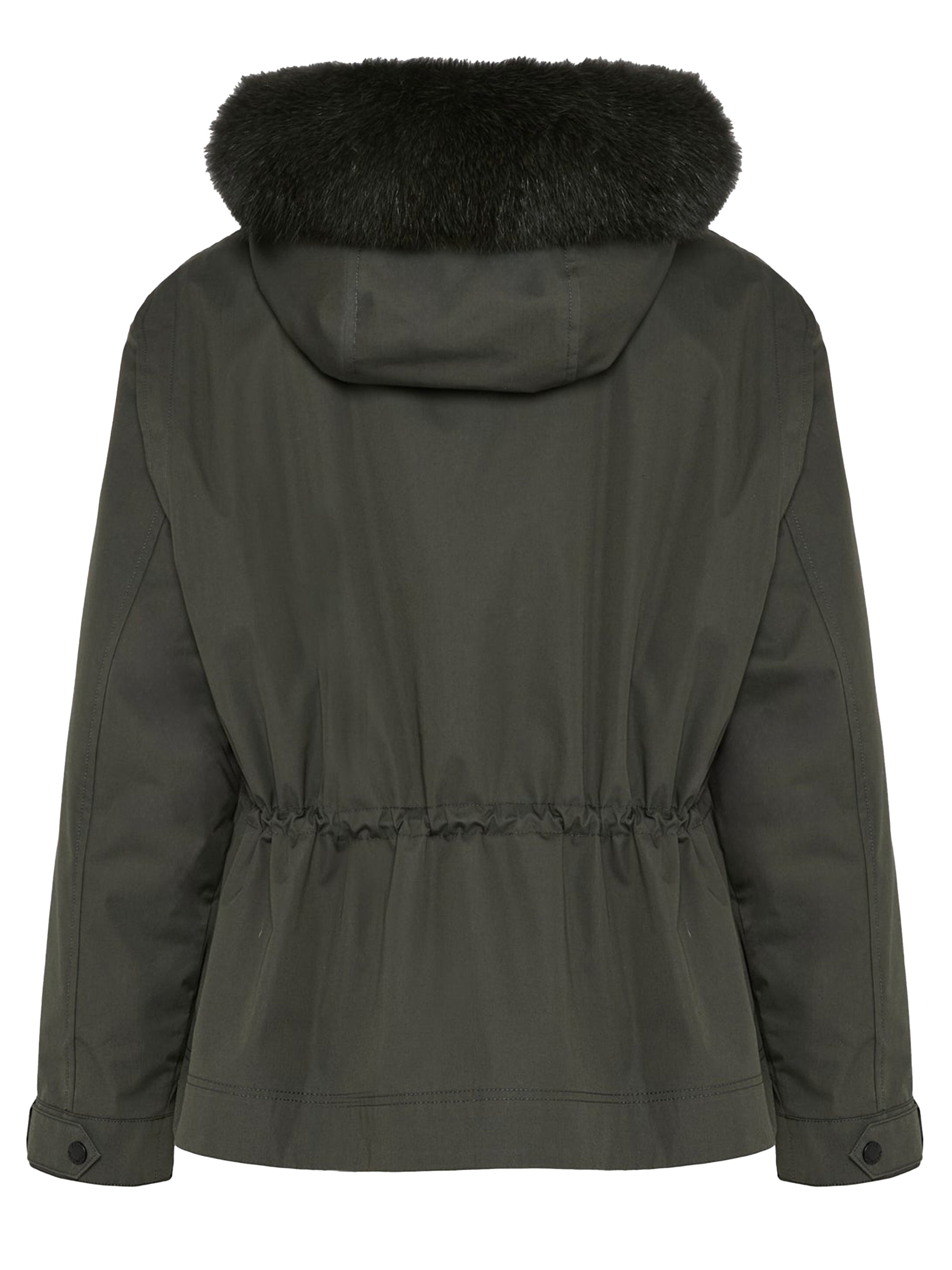 YVES SALOMON Short Parka Jacket with Fox and Rabbit Fur for Women