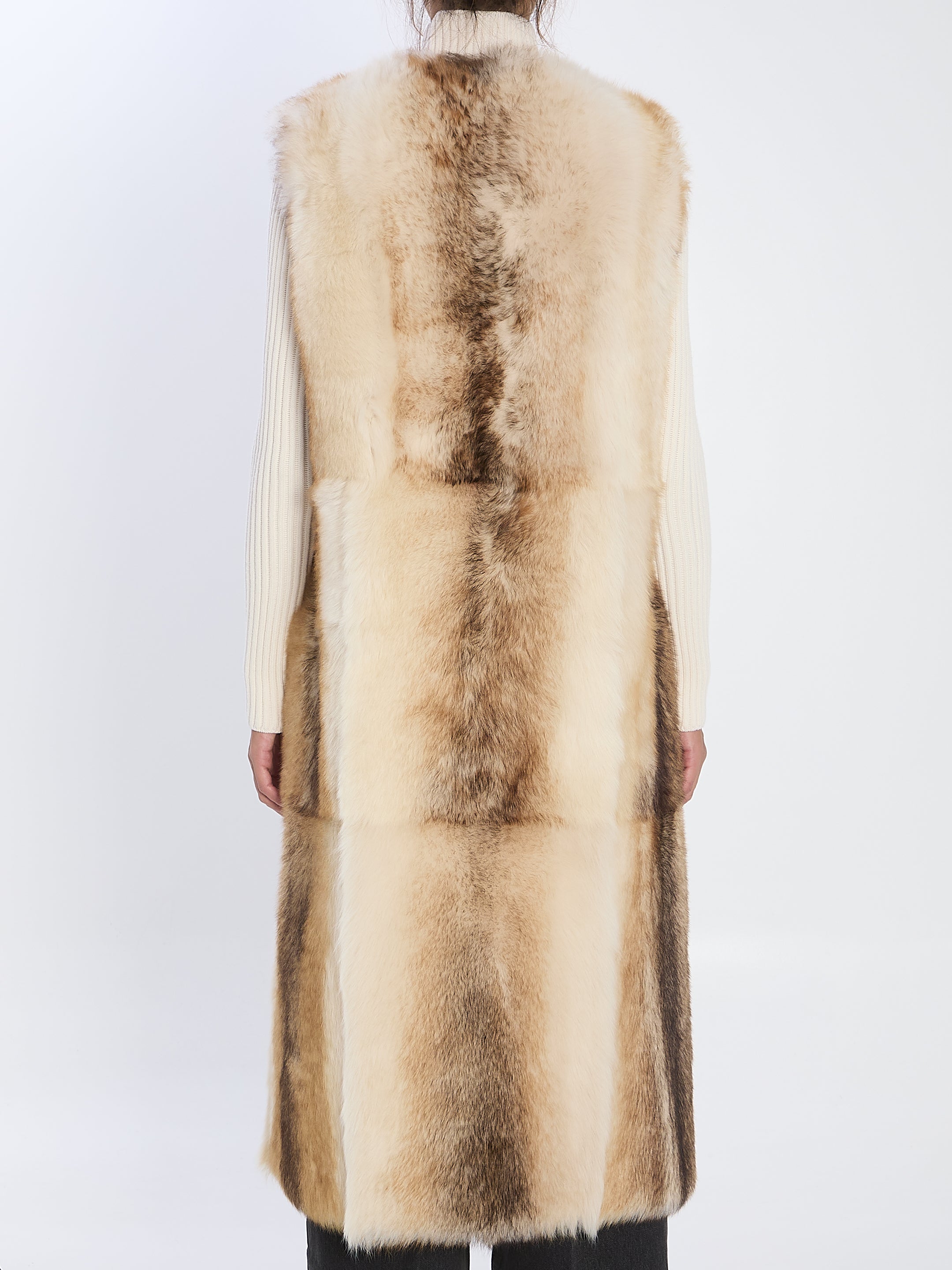 YVES SALOMON Long Lamb Fur Vest - Size 36