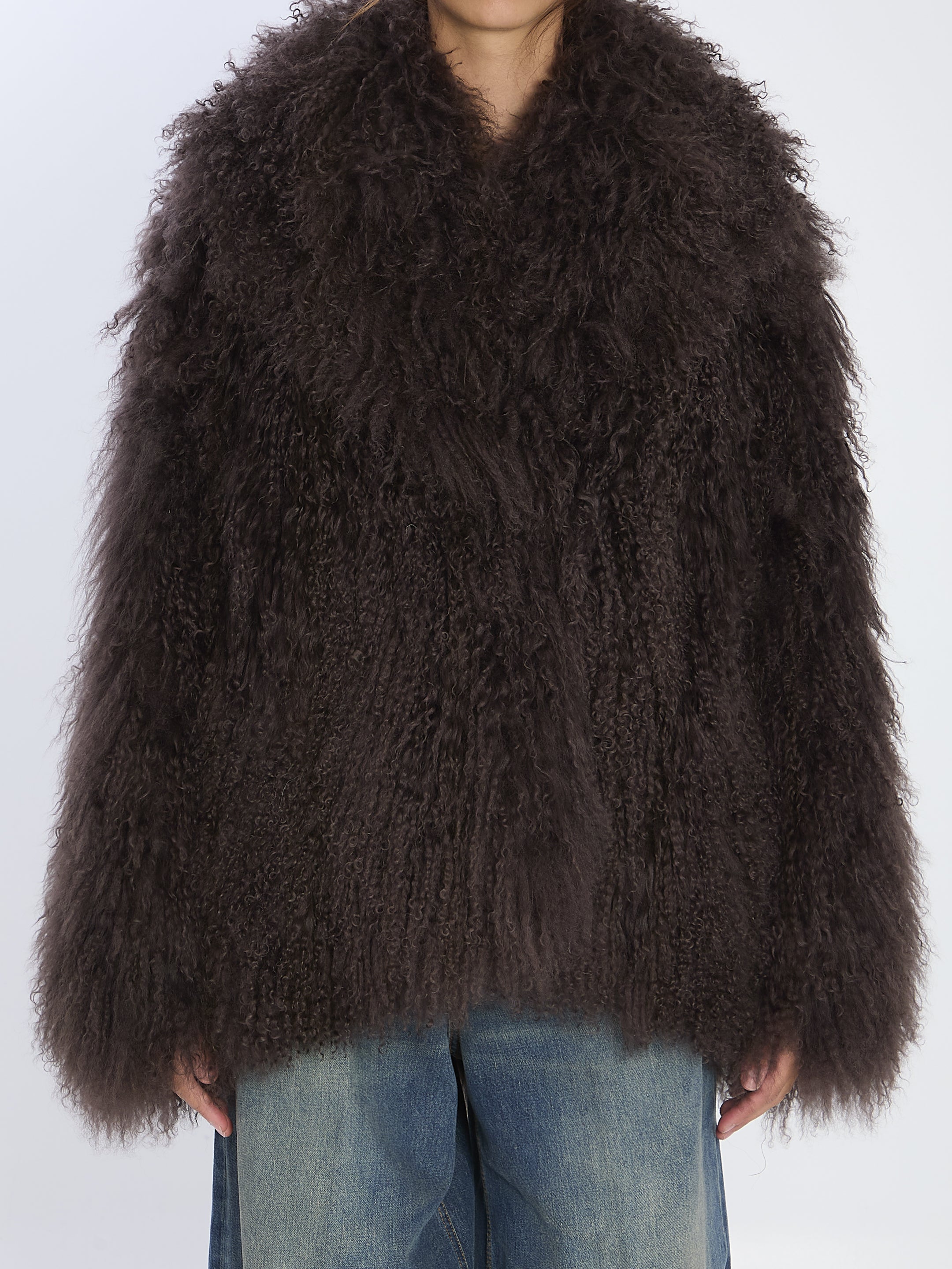 YVES SALOMON Long-Haired Lamb Fur Jacket - Size 36