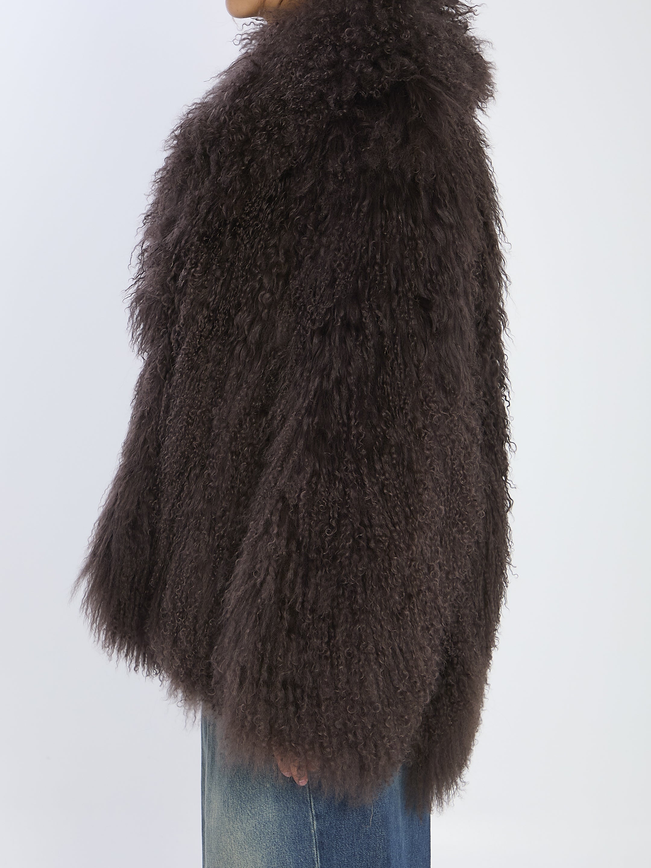YVES SALOMON Long-Haired Lamb Fur Jacket - Size 36