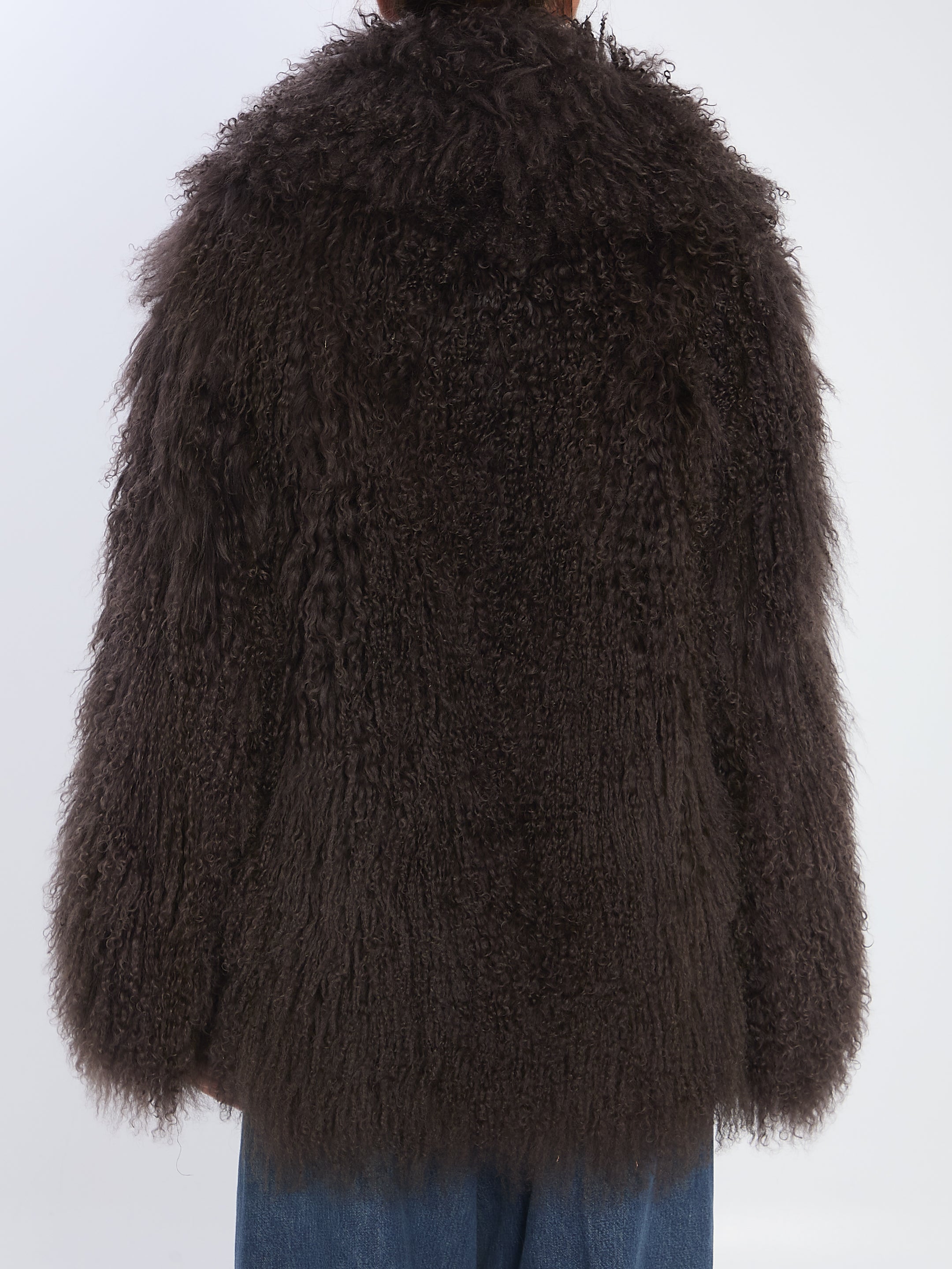 YVES SALOMON Long-Haired Lamb Fur Jacket - Size 36