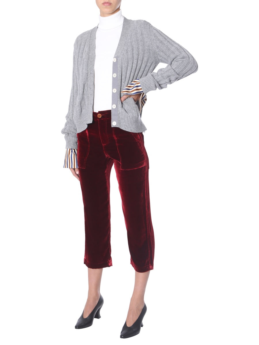 JEJIA Cropped Trousers with Front Zip and Button Closure