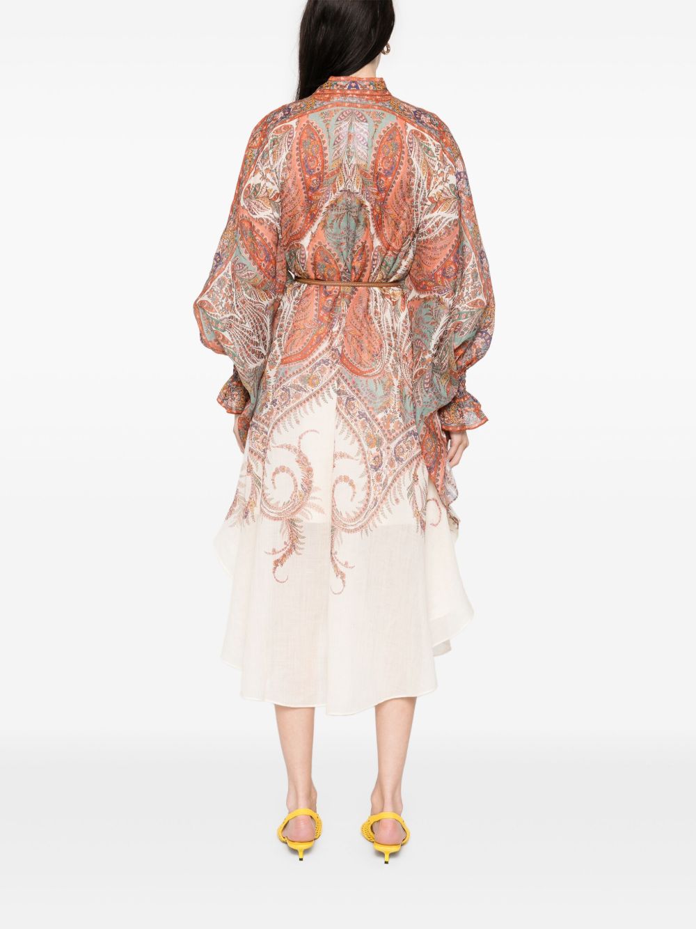 ZIMMERMANN Chic Tie Neck Midi Dress with Removable Belt - Size 1