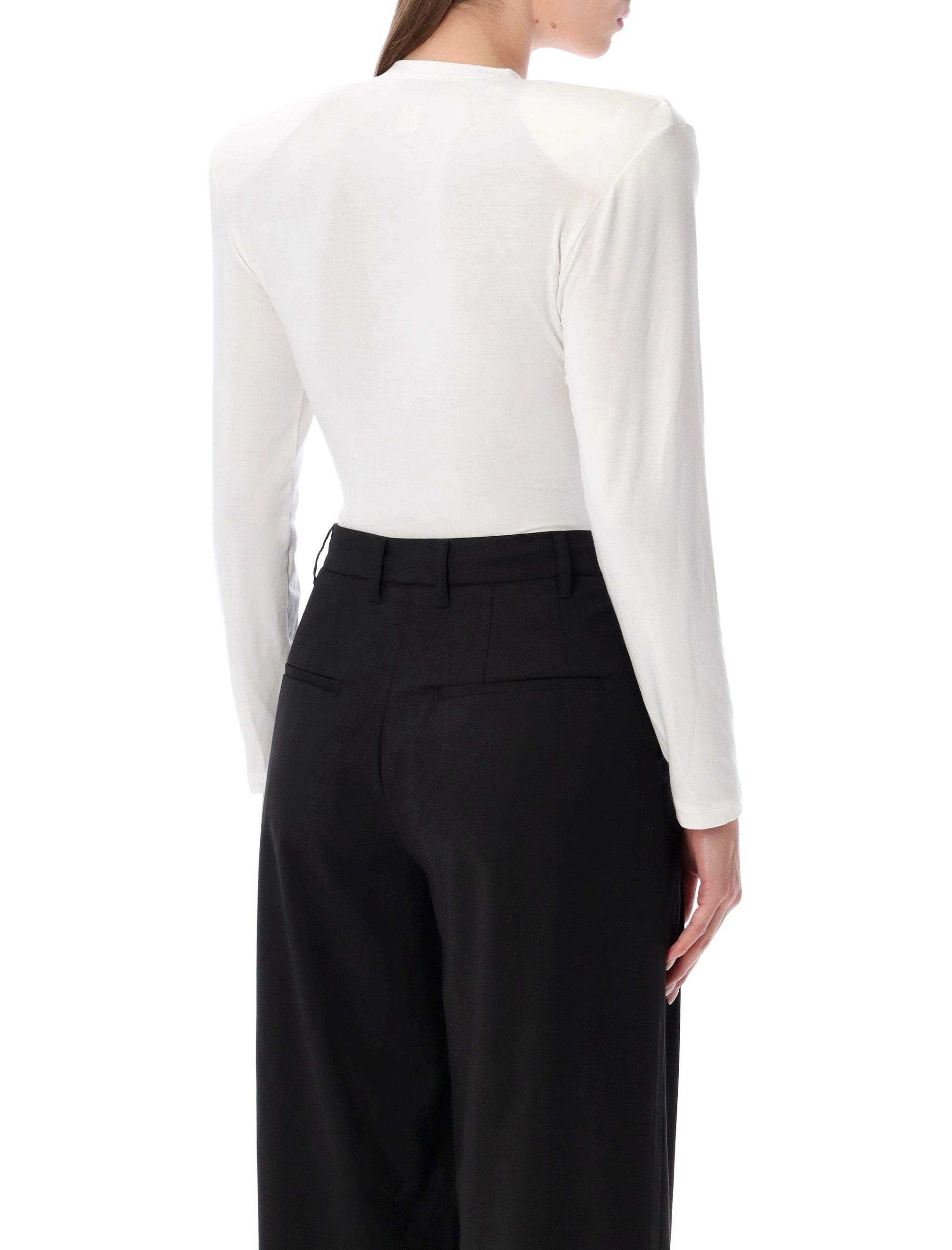 MAGDA BUTRYM Minimalist Cream T-Shirt Bodysuit - Slim Fit