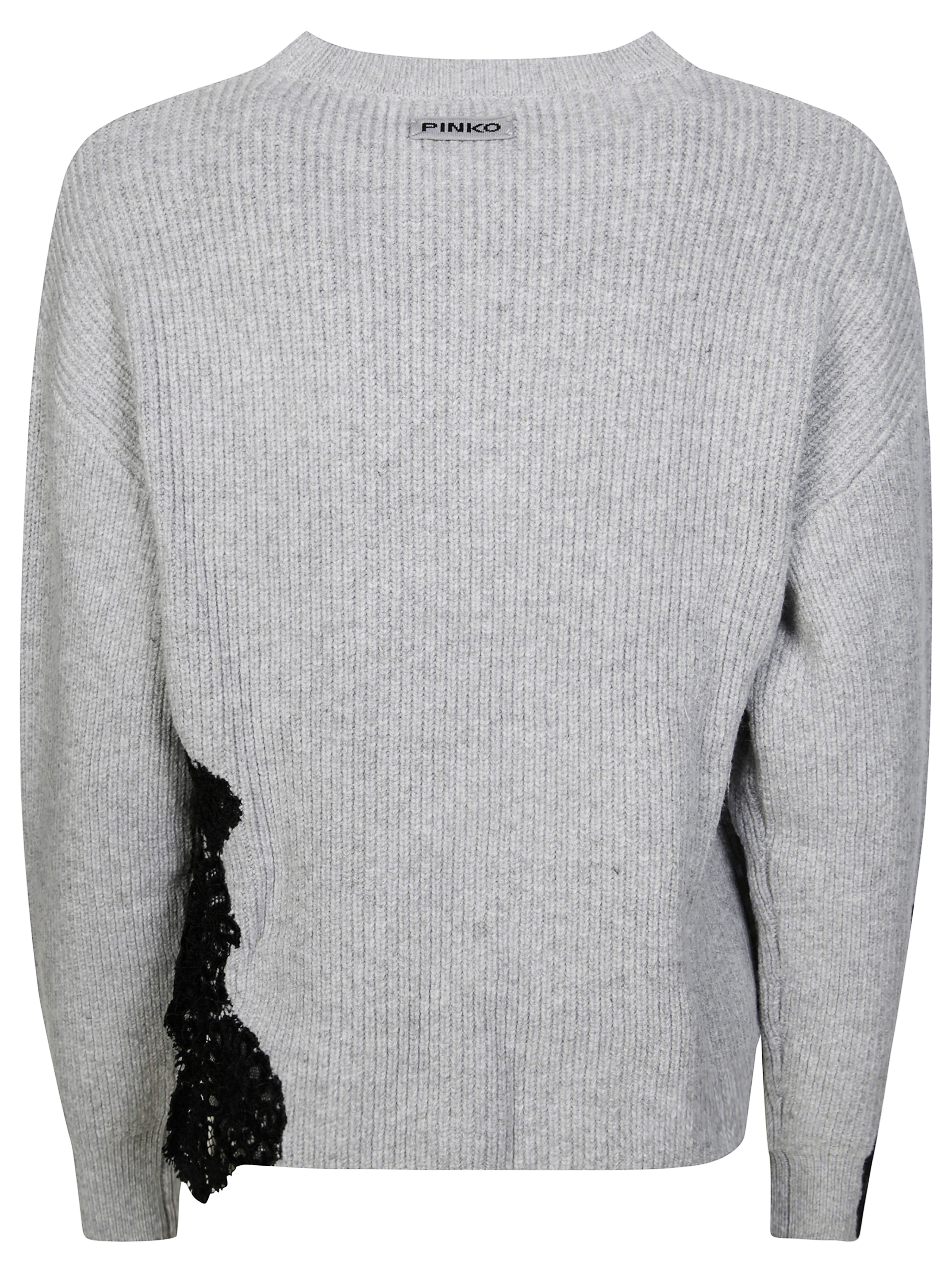 PINKO Crewneck Sweater with Lace Detail