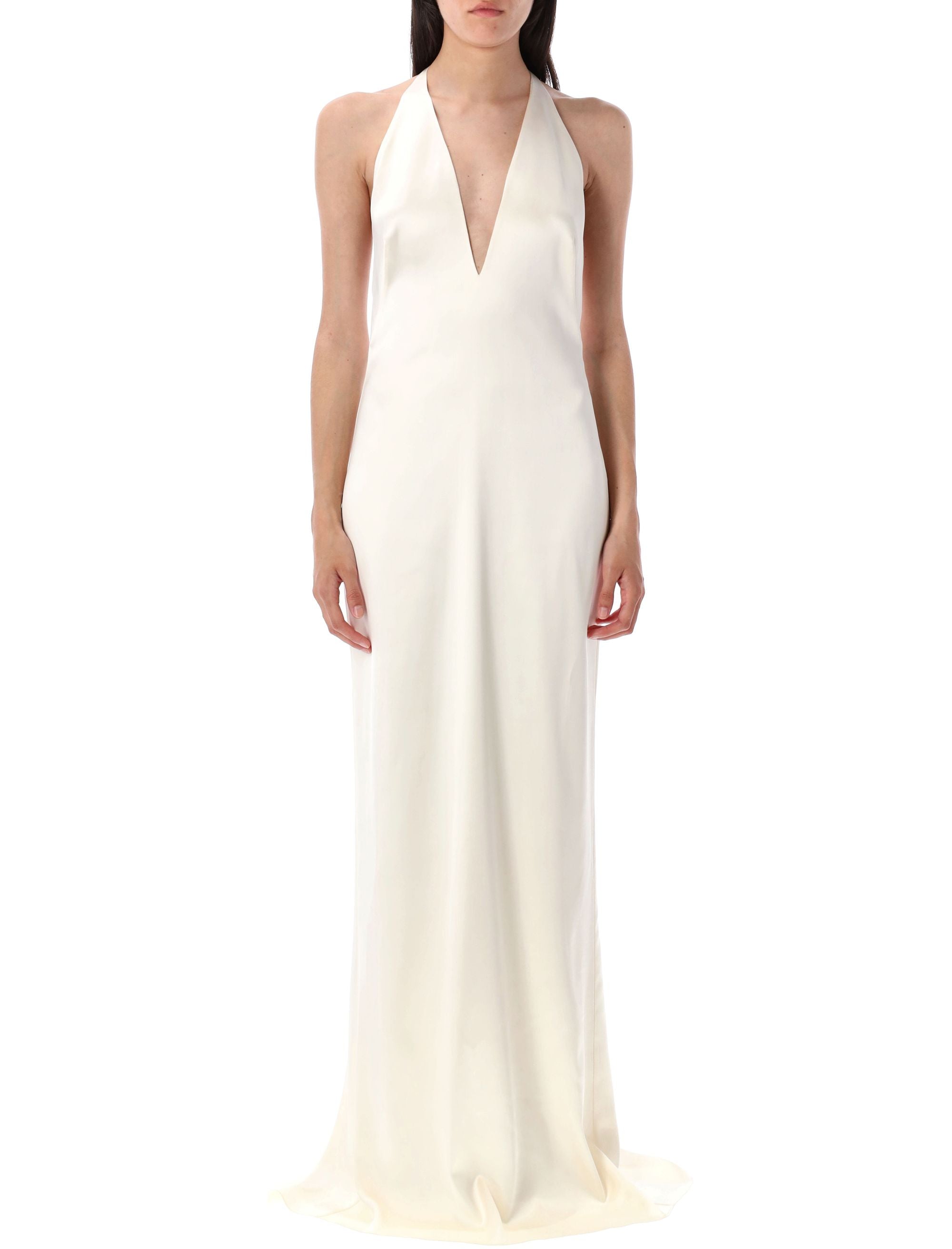 RALPH LAUREN Elegant Satin Gown with Halter Neck - Size 4