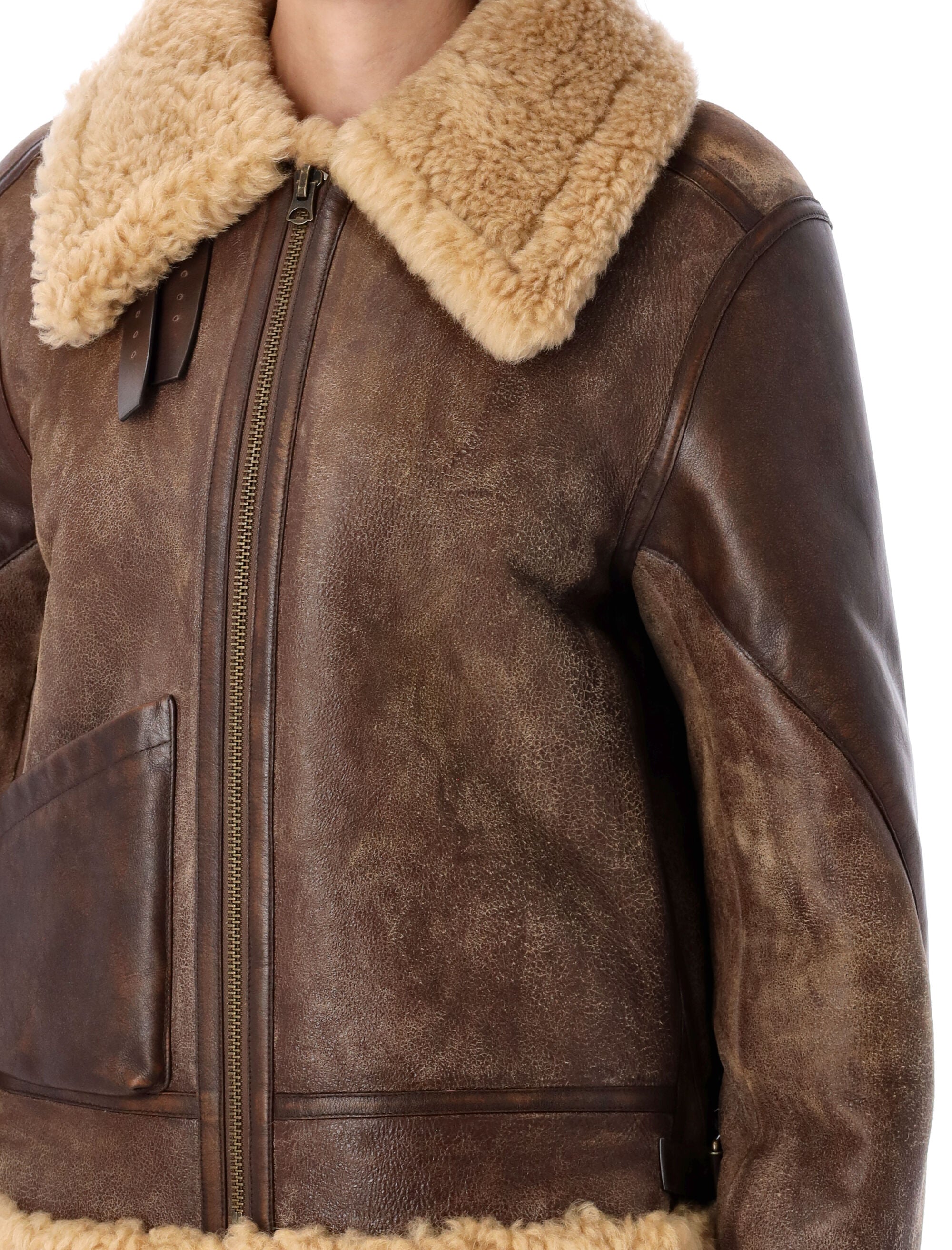 RALPH LAUREN Relaxed Fit Shearling Aviator Jacket Size 4