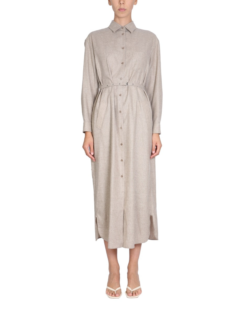 ASPESI Classic Mini Shirt Dress with Front Button Closure