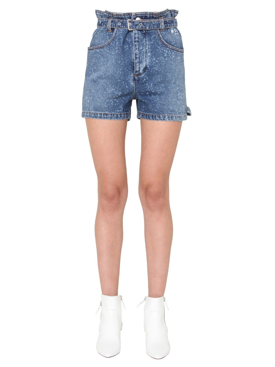MSGM High Waist Denim Shorts for Women
