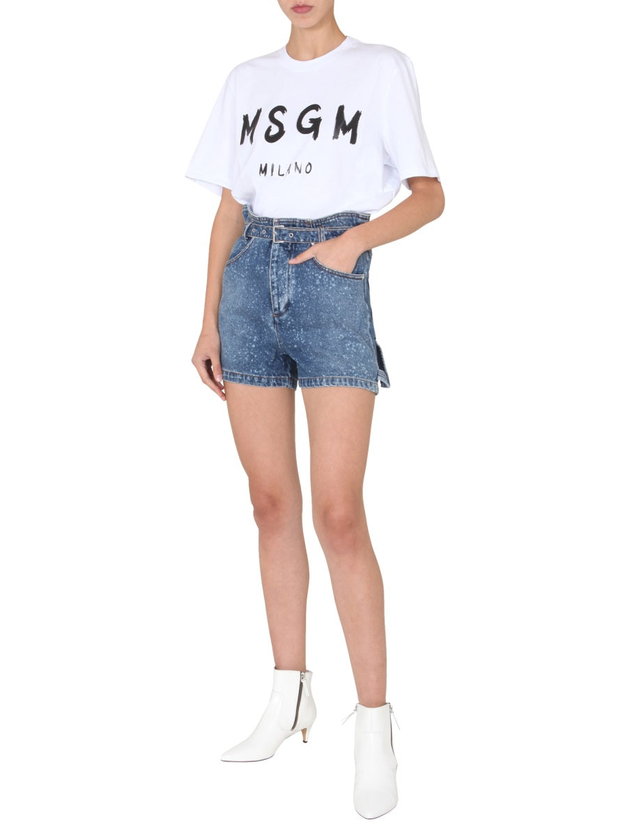 MSGM High Waist Denim Shorts for Women