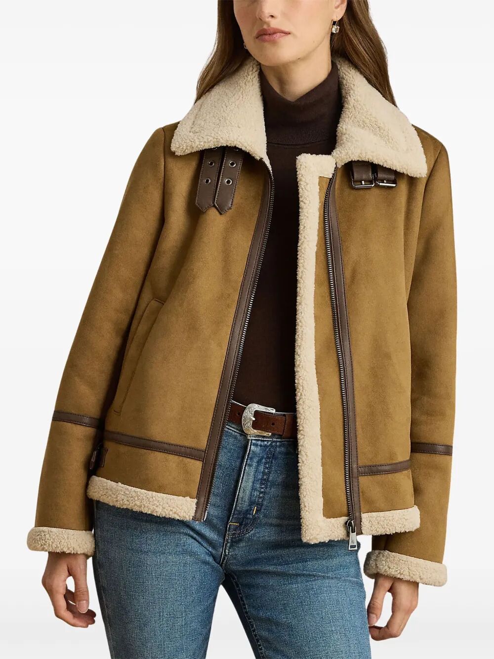 LAUREN RALPH LAUREN Shearling Single-Breasted Jacket