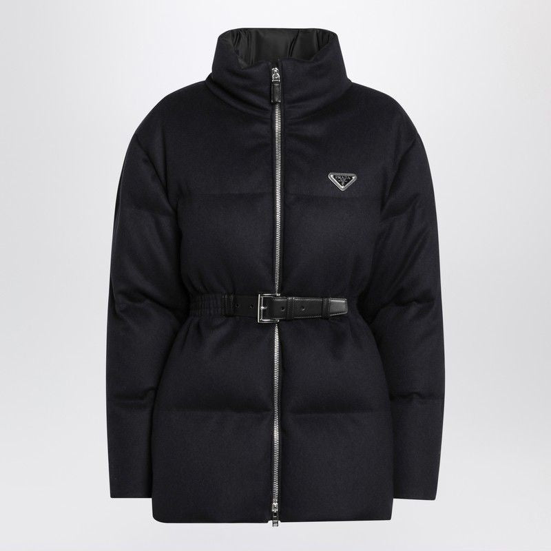 PRADA Elevated Down Jacket with Flannel Belt in Women's Size